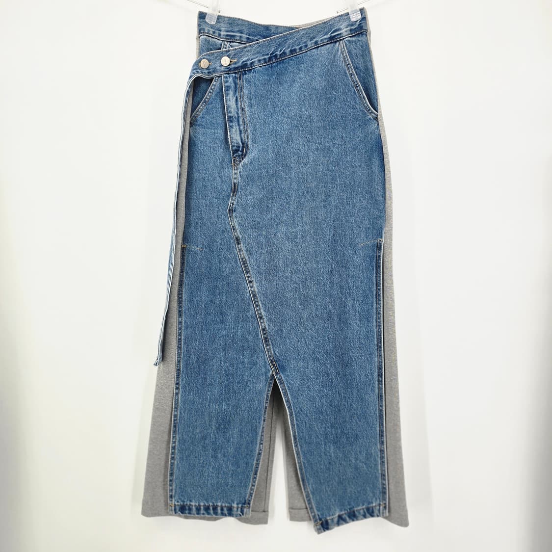 MAGJAY 데님 믹스 트레이닝 스판 롱스커트  55-66 상품이미지1