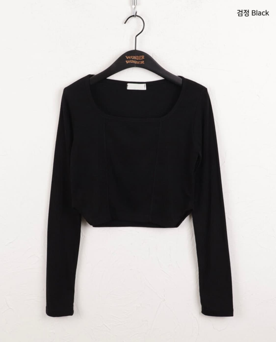 원더원더 절개 트임 기모 크롭 레이어드 긴팔 티셔츠 상품이미지7