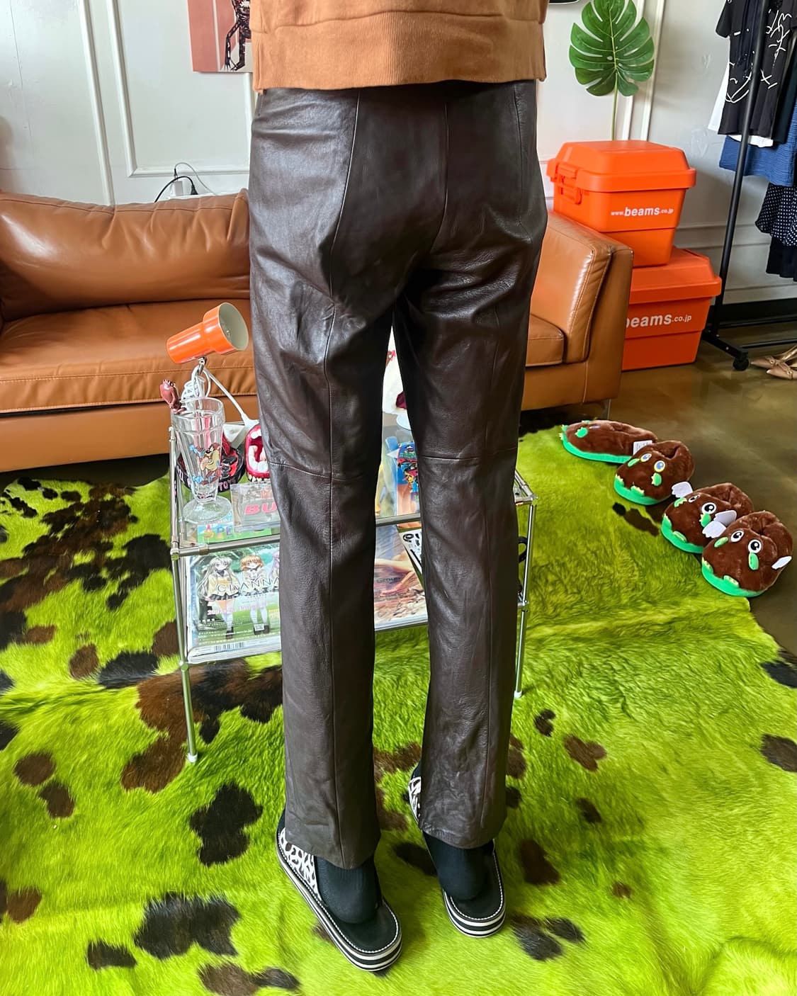 BCBG Maxazria Brown Lamb Leather Trouser 상품이미지2