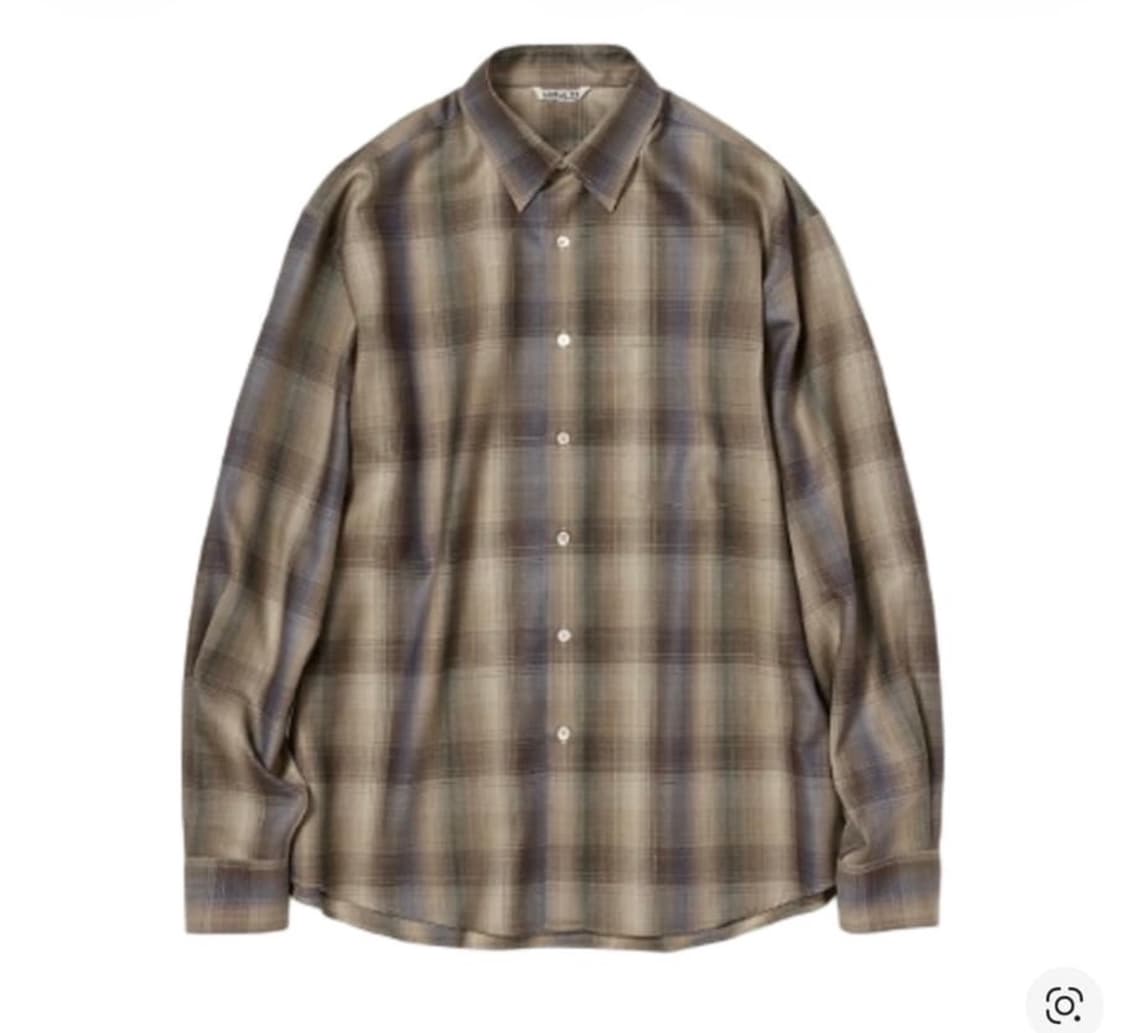 오라리 25aw 슈퍼 라이트 울 체크 셔츠 브라운 블루(사이즈 5) 상품이미지1