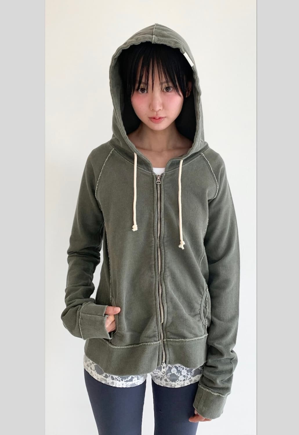 [새상품/당일배송] 샵페어리 워시드 릴리 후디 카키, 샵페어리 후드집업 상품이미지1