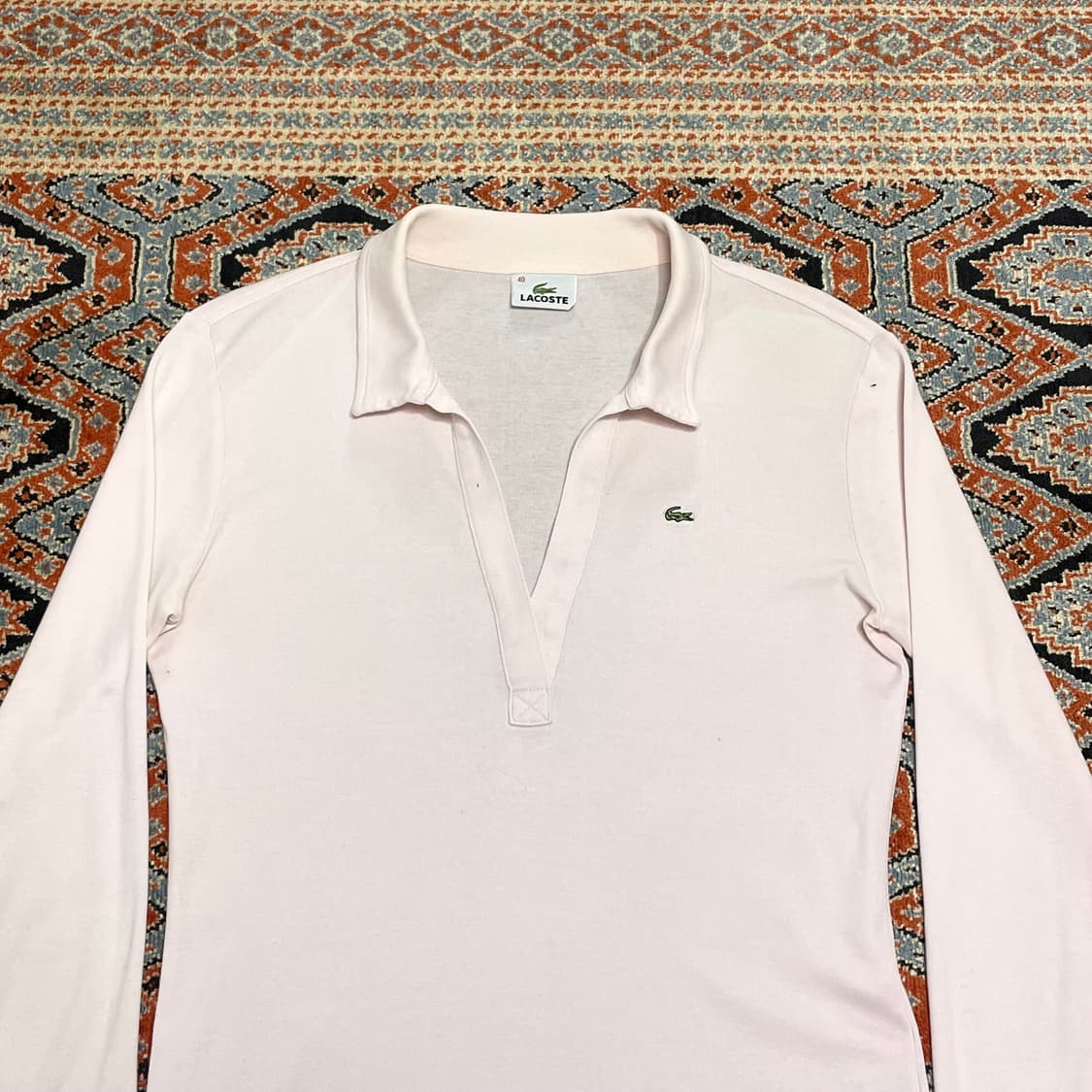 라코스테 핑크 브이넥 카라티셔츠 여성40 상품이미지2