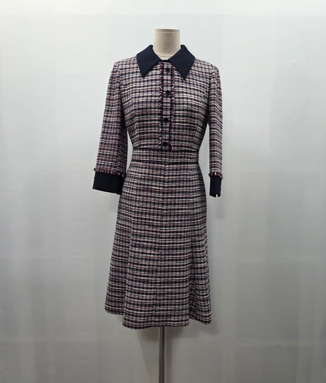 1177 잇미샤 [it michaa]트위드 가라 원피스 클래식 체크 하객 상품이미지1