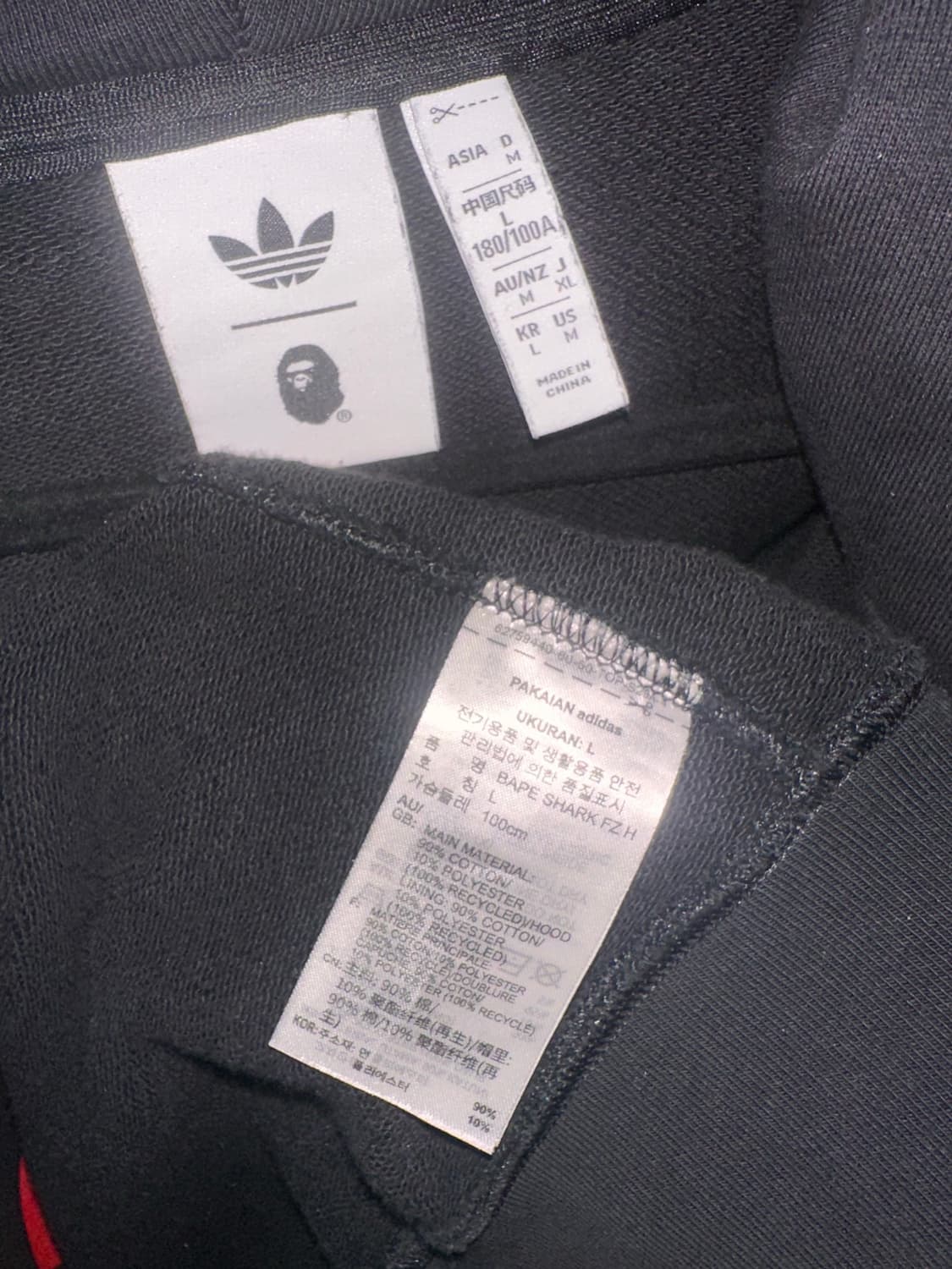 아디다스 x 베이프 얼티밋 샤크 후드 블랙  상품이미지3