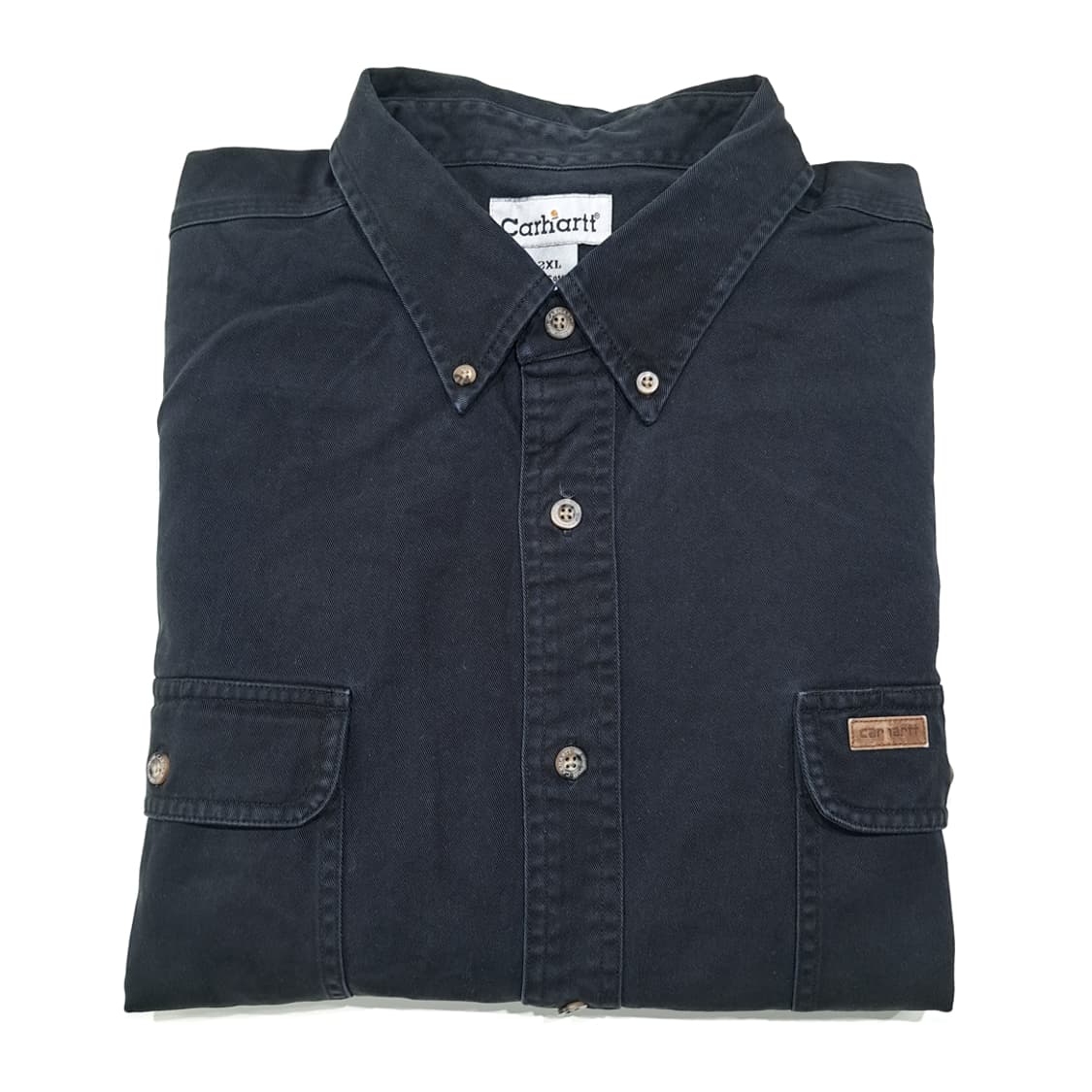 CL397 2XL 칼하트 90s 코튼 버튼다운 블랙 셔츠 남방 상품이미지8