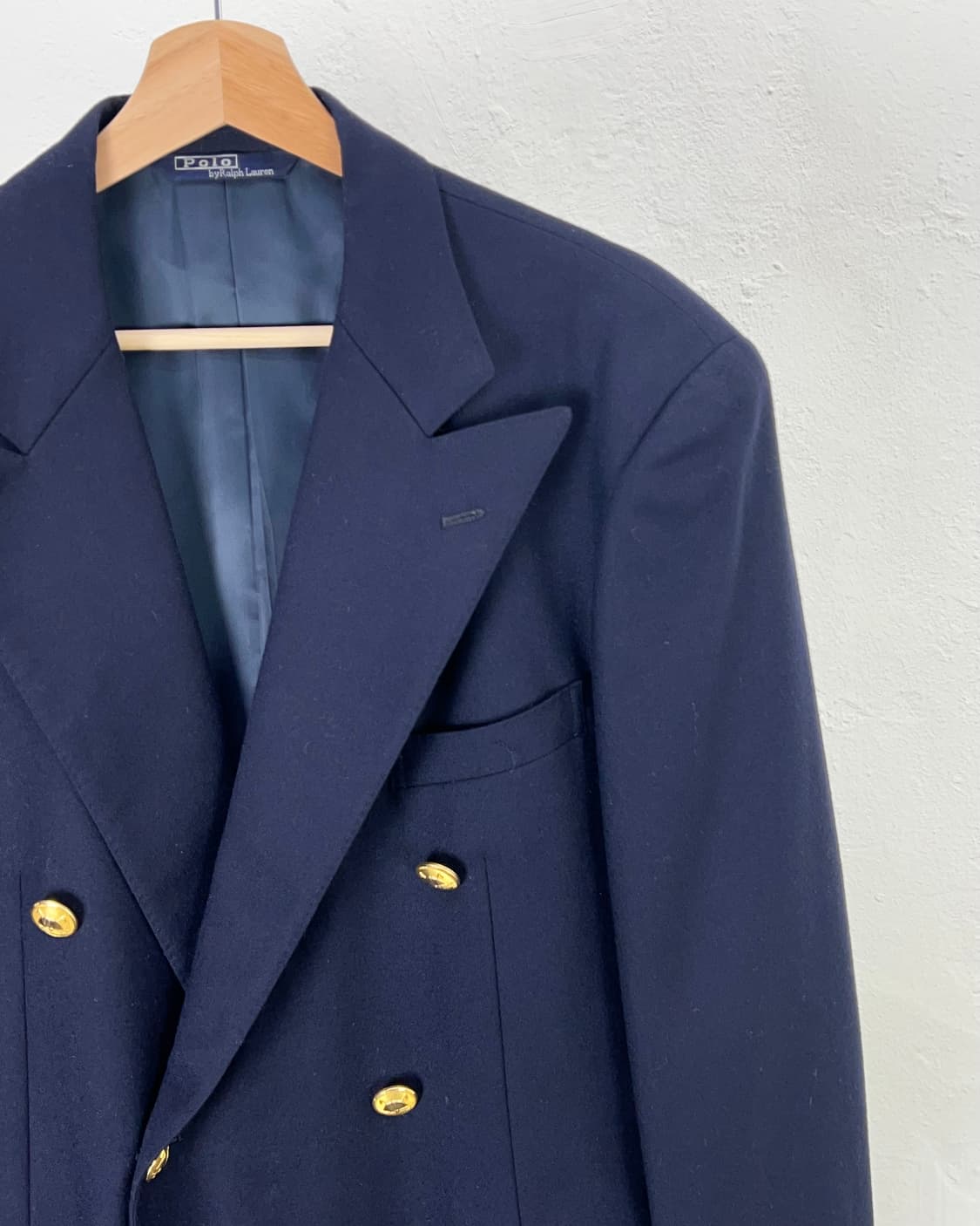 폴로 랄프로렌 네이비 숄 패드 금장 더블 브레스티드  2b 블레이저 상품이미지3