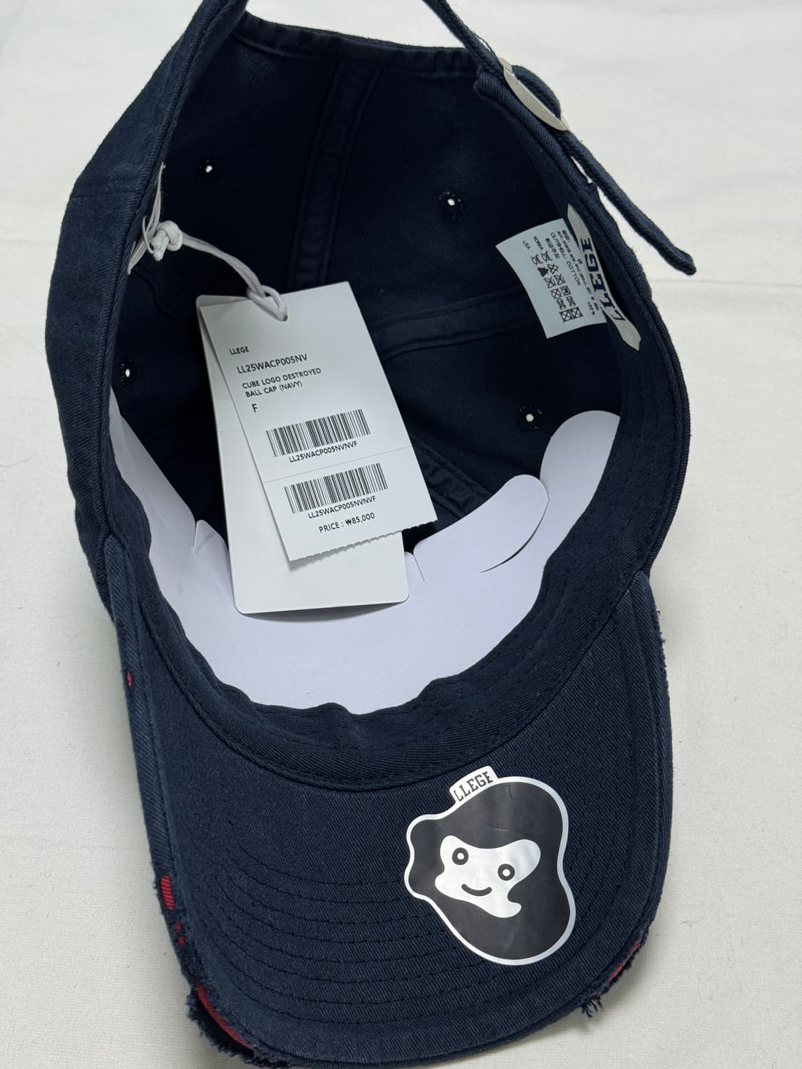 LLEGE 리지 / 큐브 로고 디스트로이드 볼캡 (네이비) / os 상품이미지3