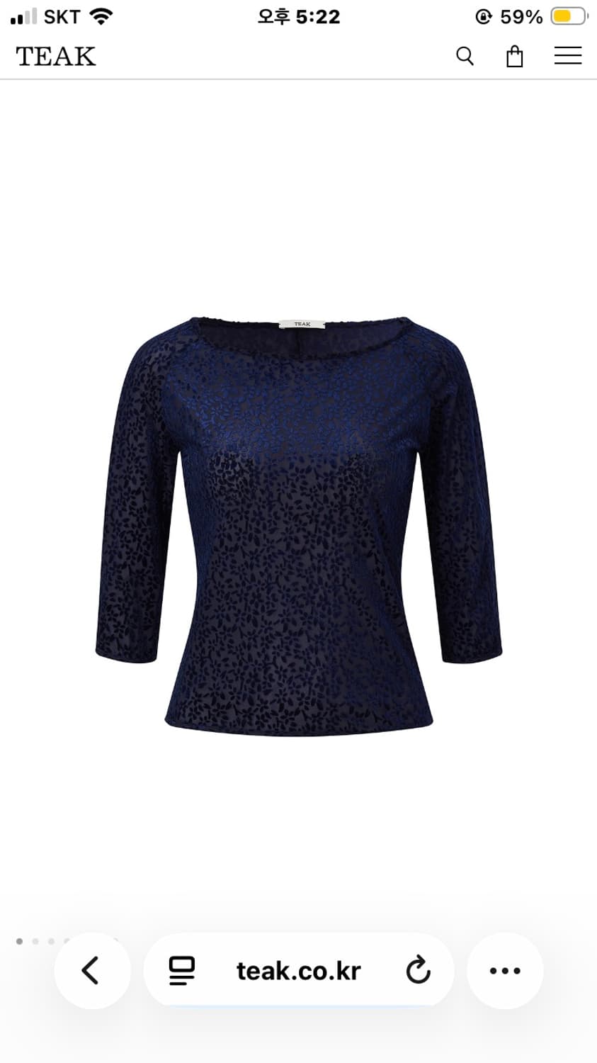Teak 티크 탑 FLORAL VELVET RAGLAN TOP 상품이미지1