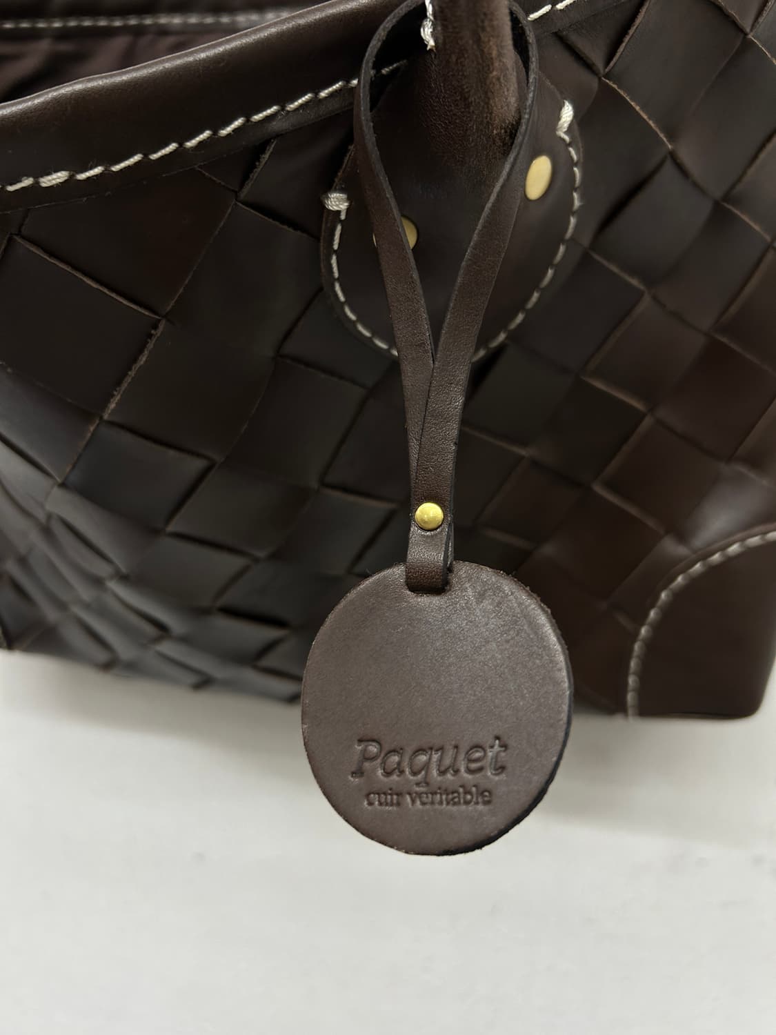 Paquet 에뜨레브 브라운 레더 토트백 상품이미지6