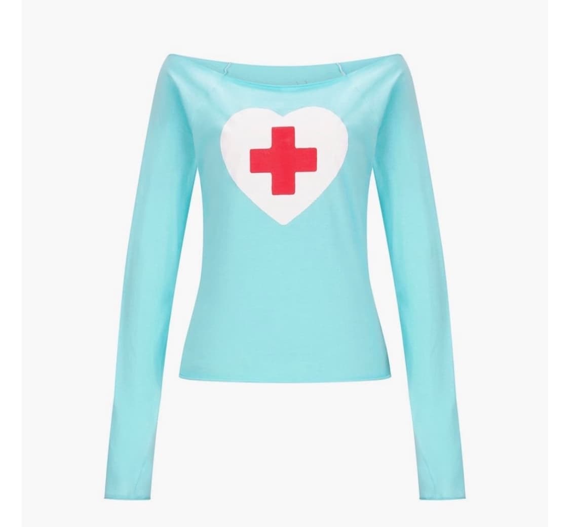 샵페어리 체리쉬 컷 오프 하트 오프숄더 티셔츠 상품이미지1