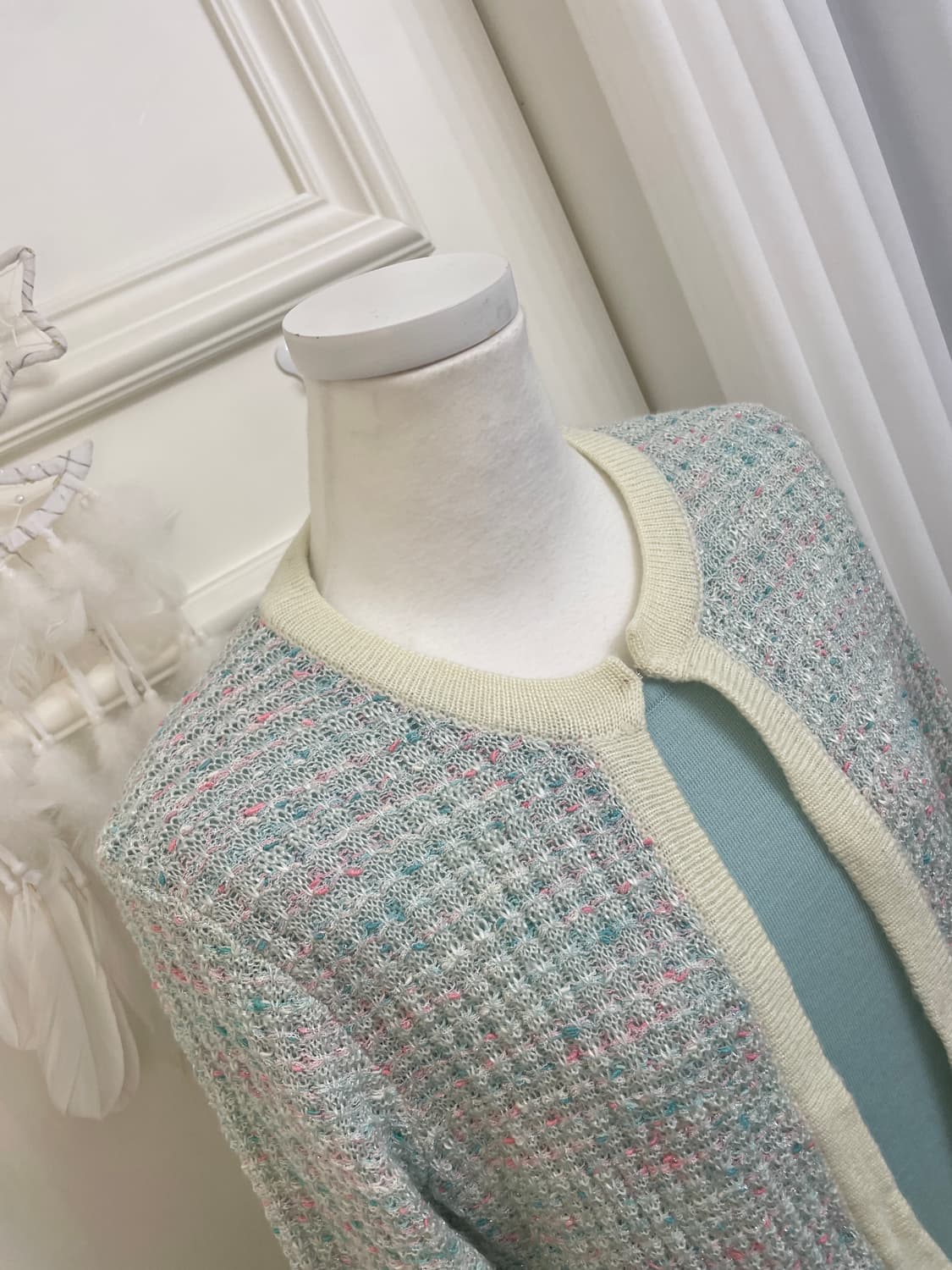 mint tweed bow point lovely cardigan 상품이미지9
