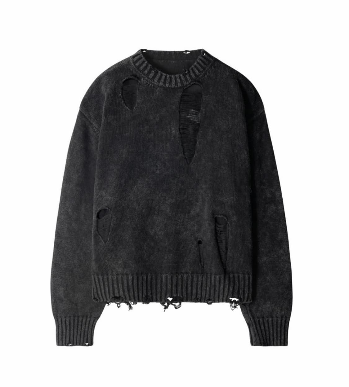 etce 디스트로이드 워시드 니트 블랙 L사이즈 상품이미지1