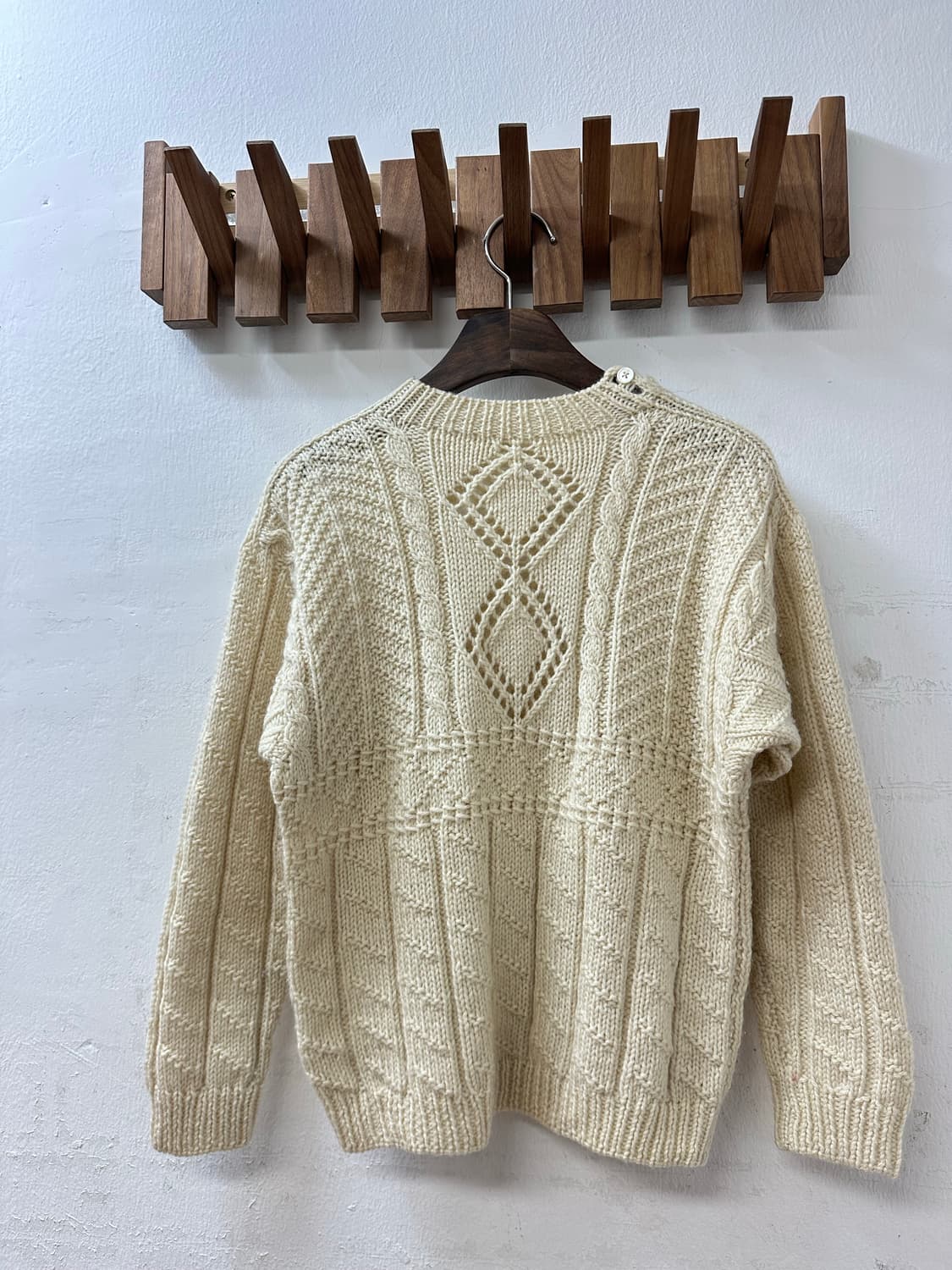 일본빈티지 아이보리 케이블 짜임 울 니트 스웨터 풀오버 상품이미지7