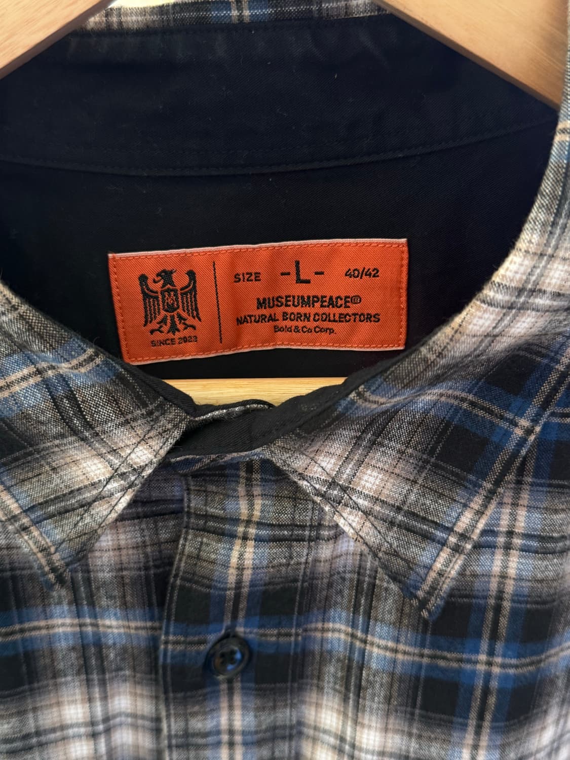 듀테로 빈티지 체크 셔츠 버전2 블랙 블루 L 상품이미지3