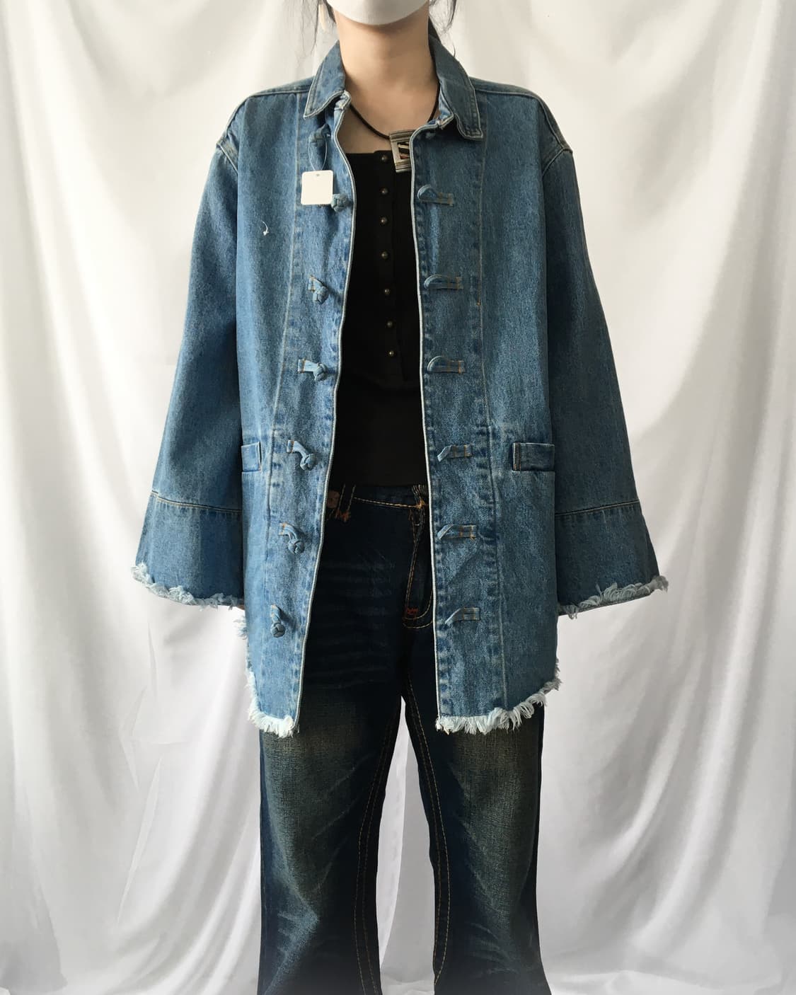 Qipao button denim jacket 상품이미지5