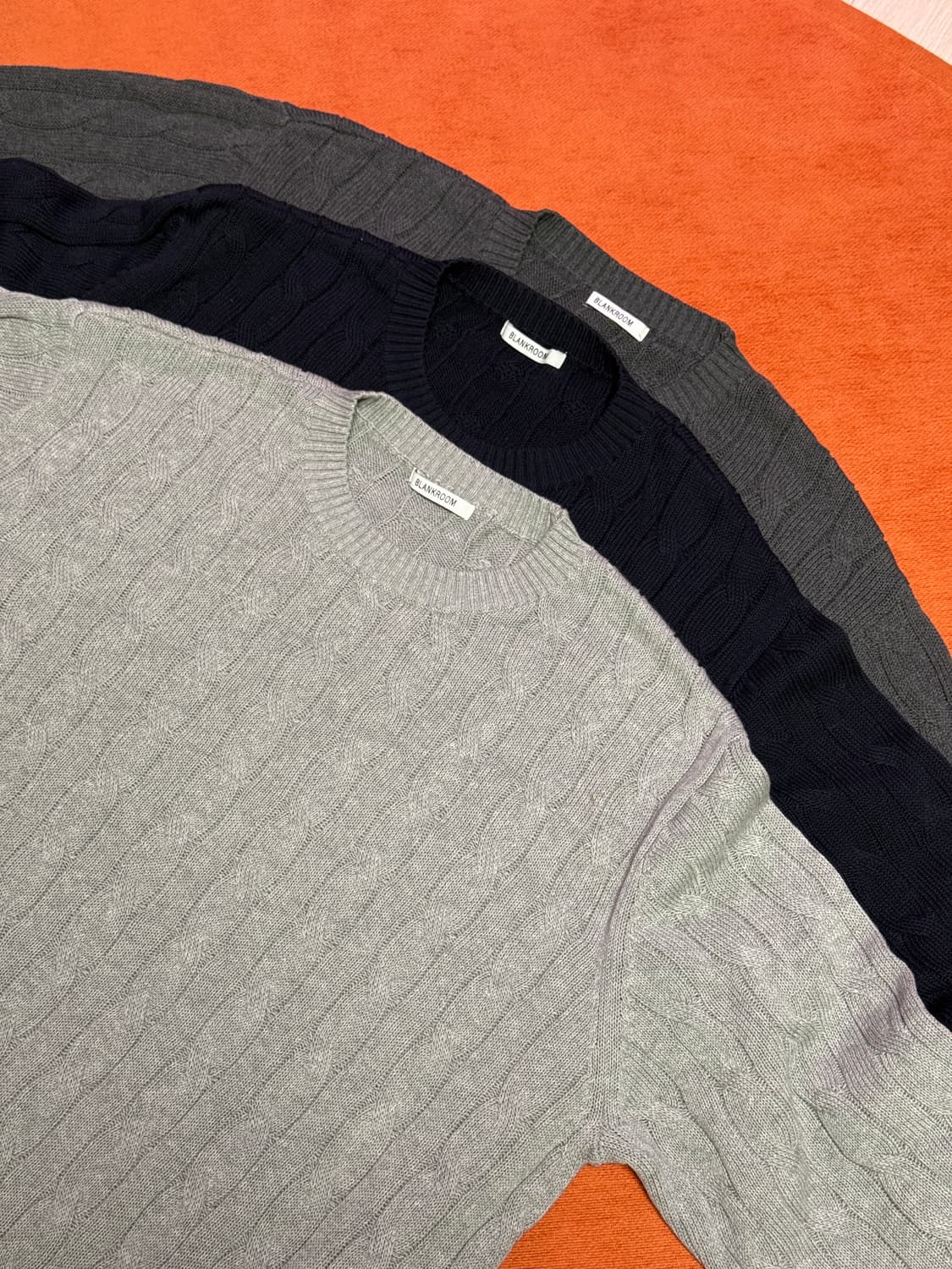 (3) 3개일괄, 블랭크룸 코튼 케이블 니트 상품이미지1