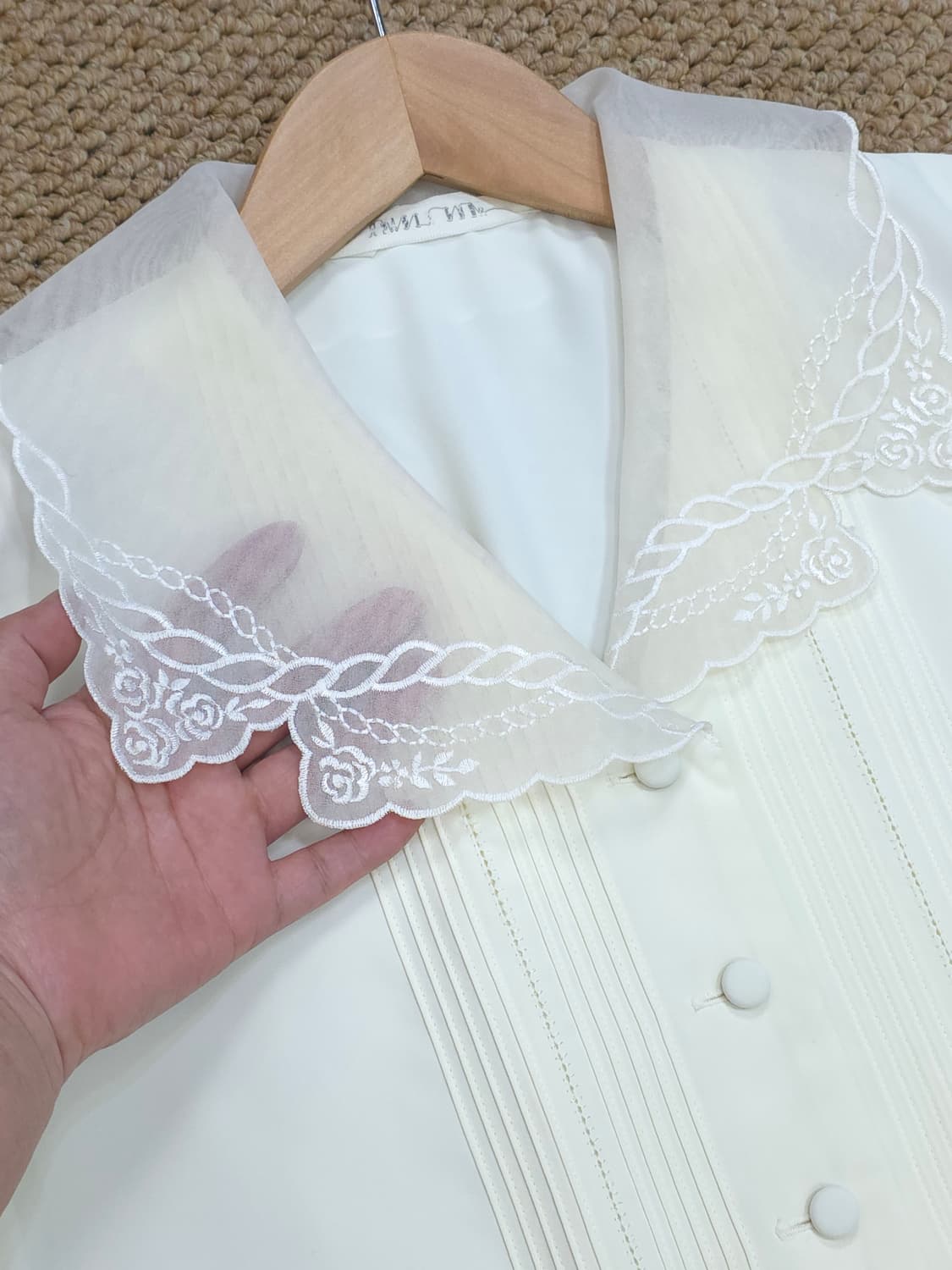 소녀감성 오간자 카라 블라우스 상품이미지2