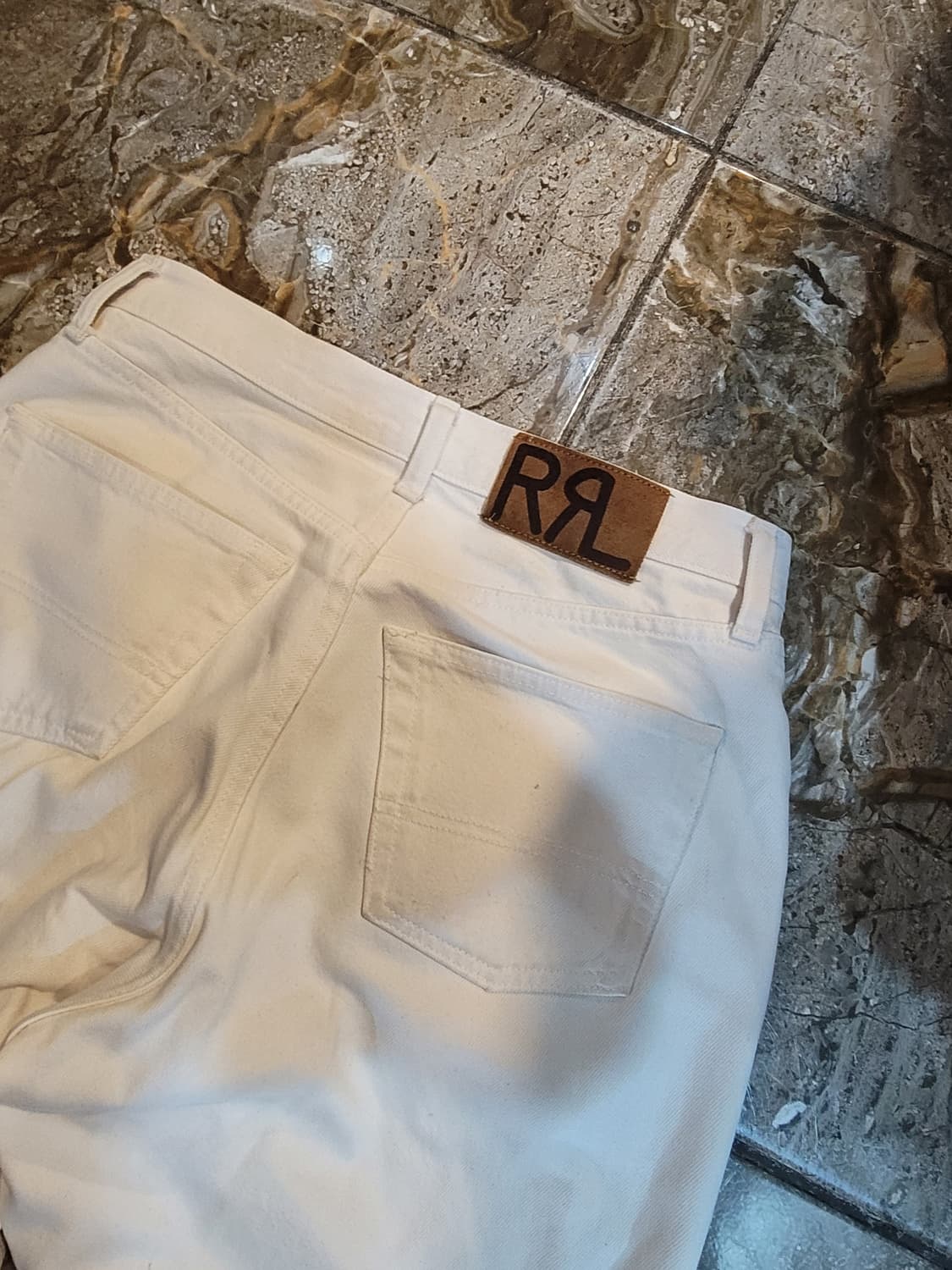 더블알엘 더티 워싱 화이트 데님 팬츠 상품이미지4