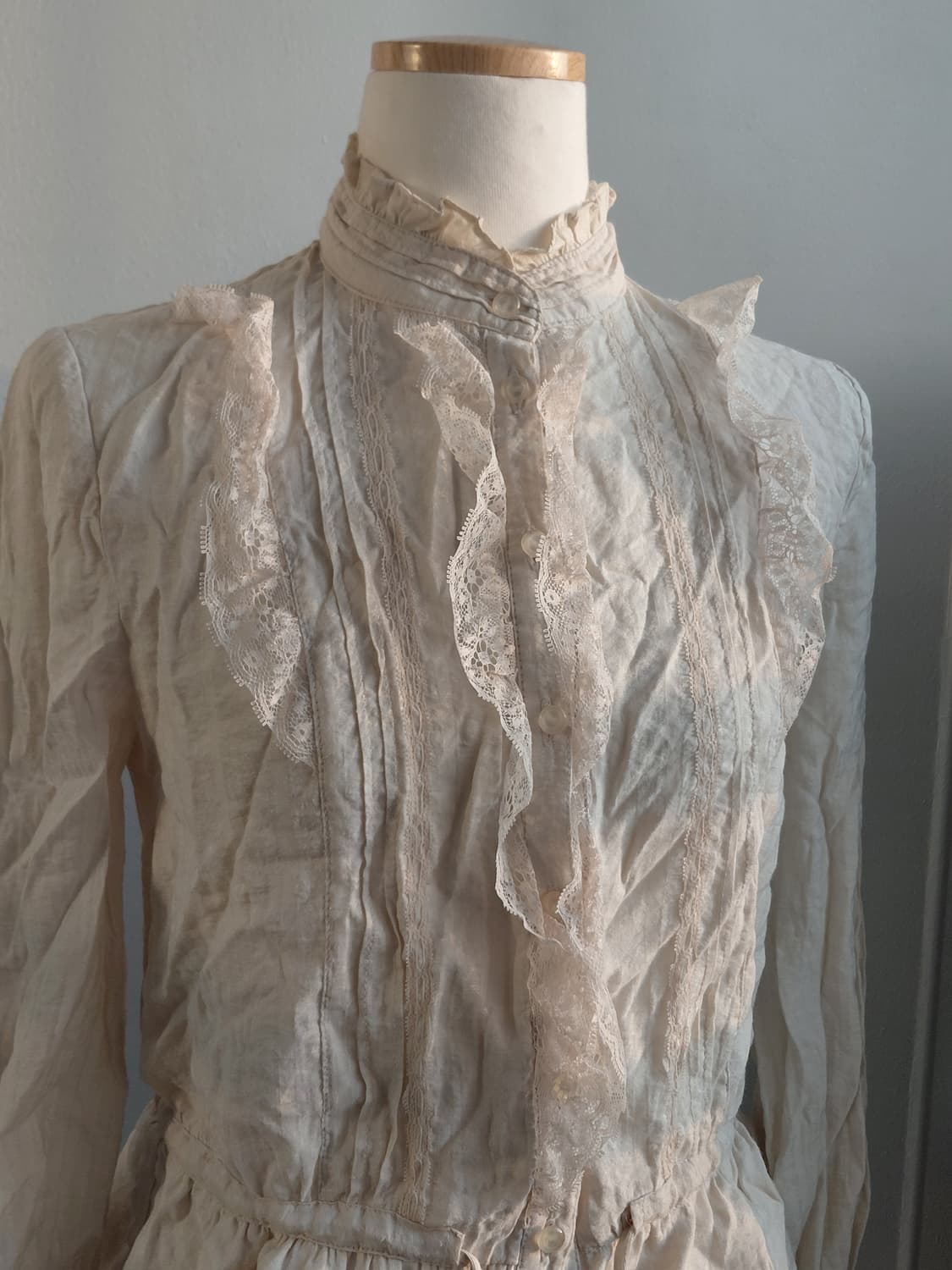 [빈티지] 레이스 핀턱 블라우스 아이보리 상품이미지3