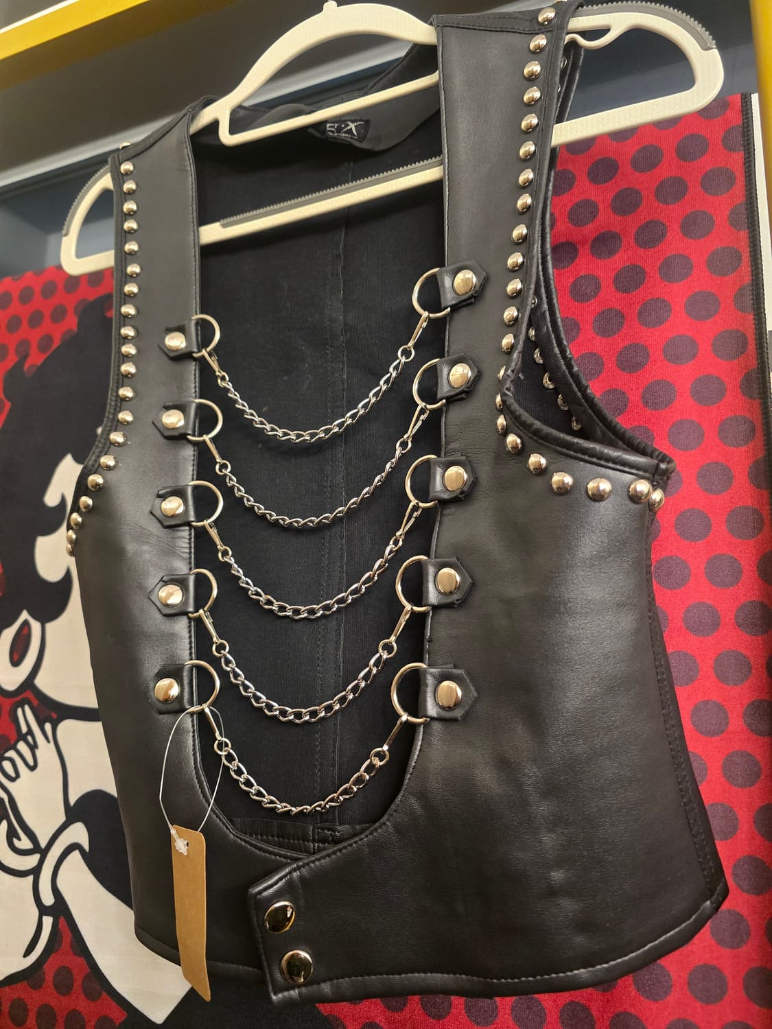 일본 빈티지 펑키 가죽체인조끼 상품이미지3