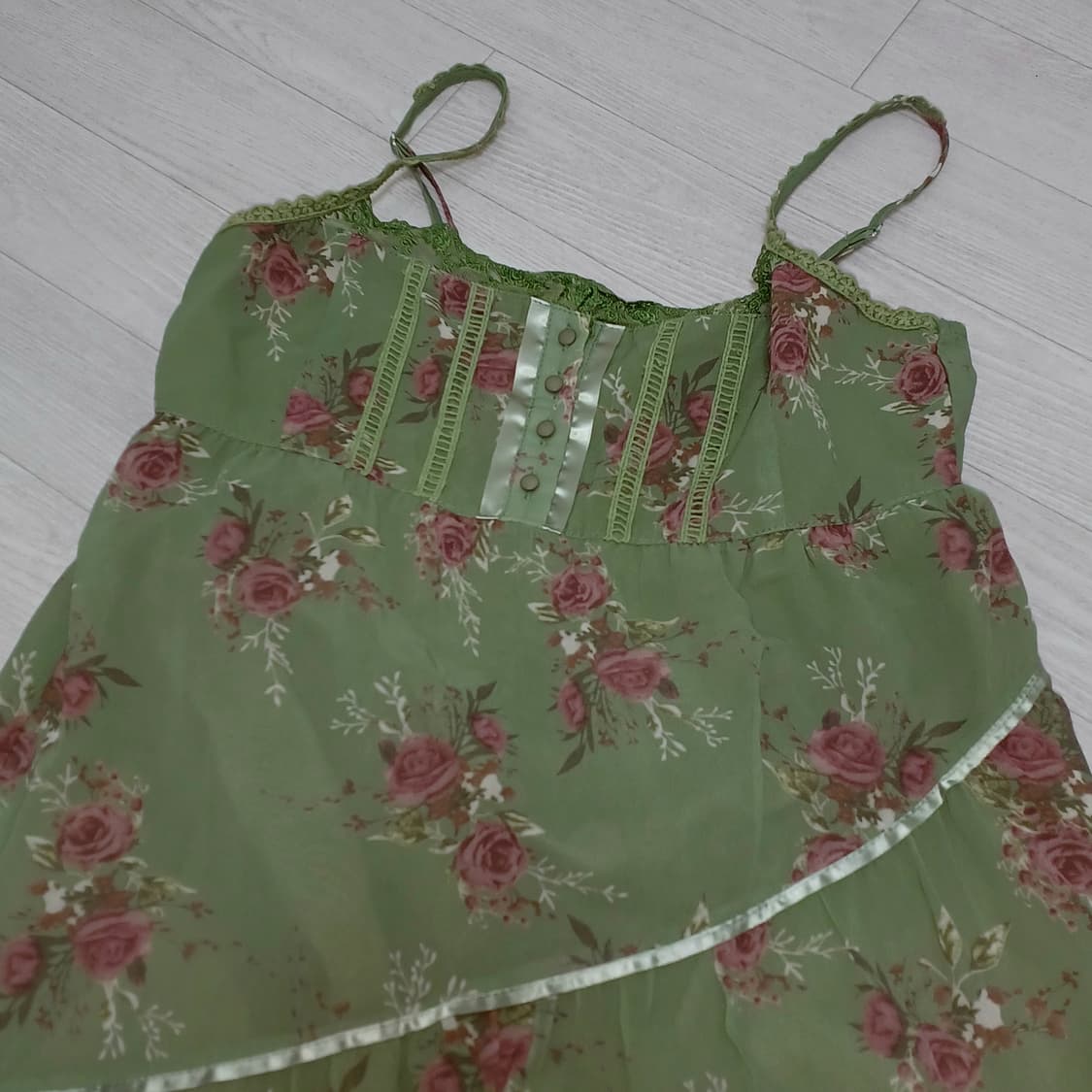 애니원모어 플라워 롱 원피스 팜므뮤즈 빈티지 플로랄 그린 드레스 상품이미지1