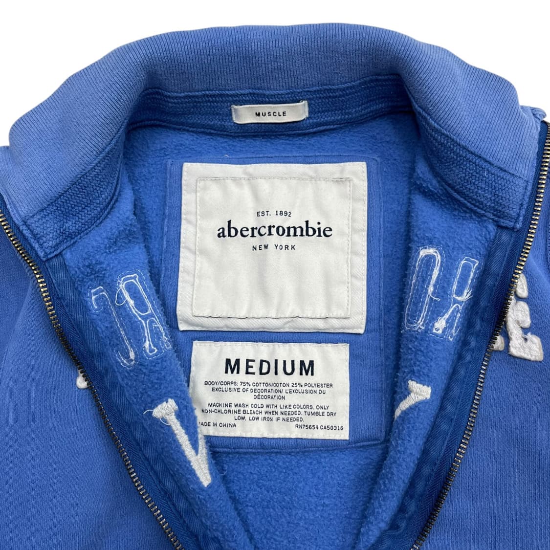 아베크롬비 센터로고 소라블루 집업 M 상품이미지5