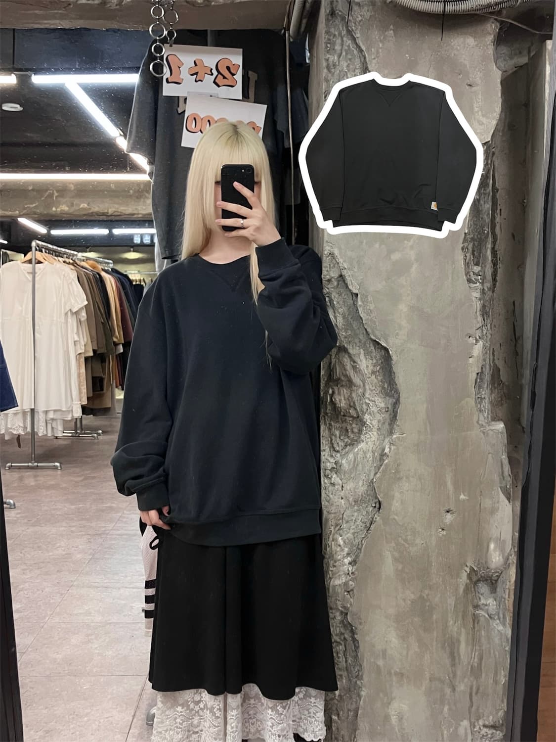 칼하트 기모 맨투맨 블랙 L  #csz3980 상품이미지1