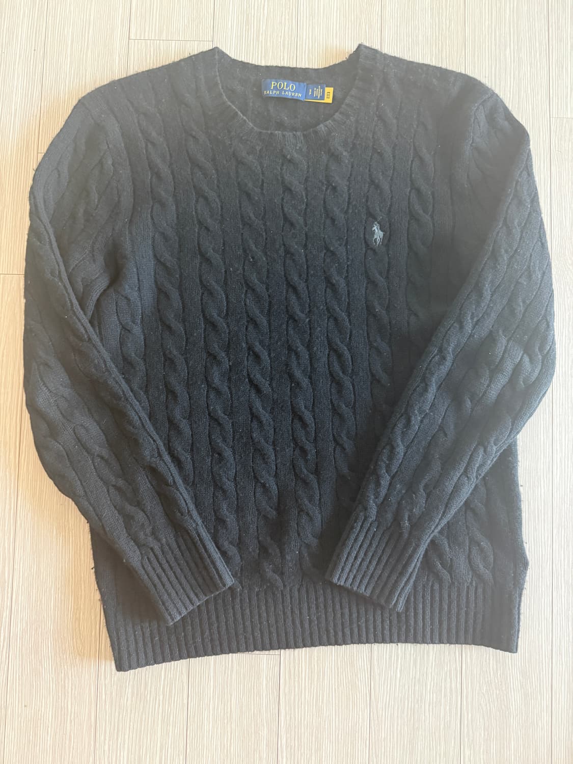 폴로 울 캐시미어 케이블 니트 블랙 s 공홈제품 상품이미지3