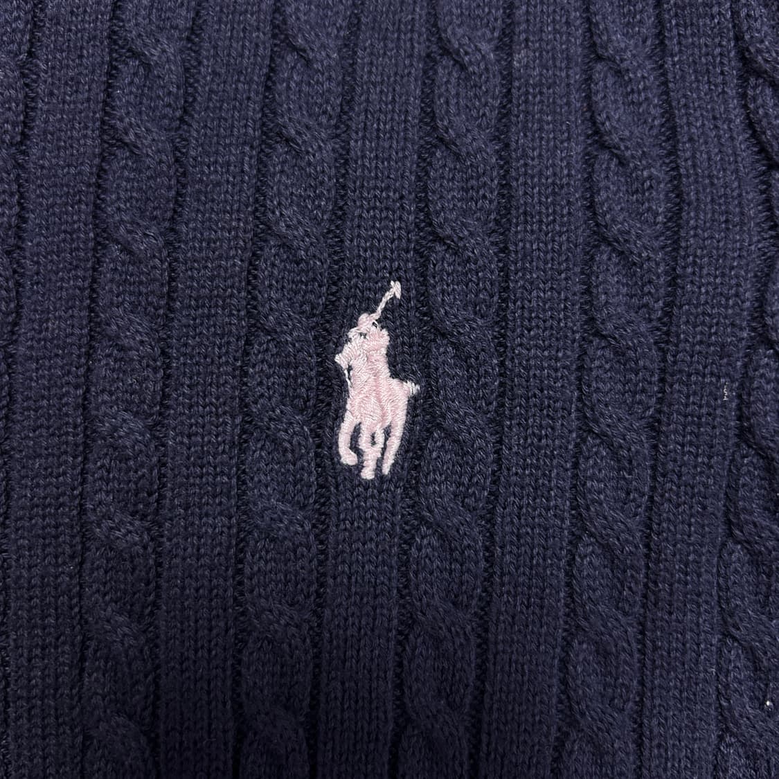 폴로 네이비 우먼스 핑크포니 케이블 가디건(XL(16)) 상품이미지2