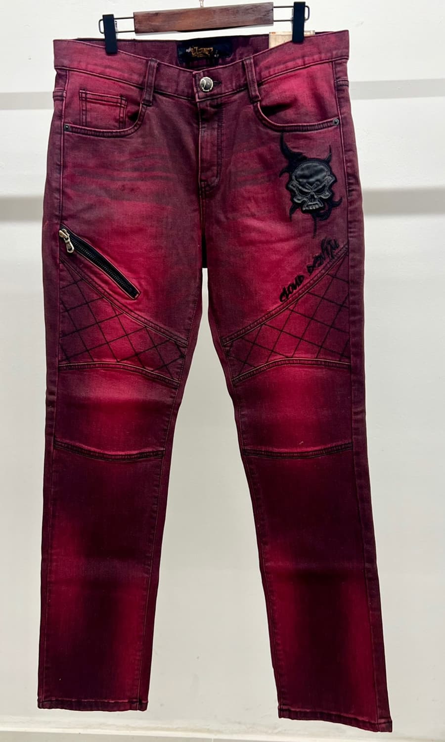 자주와인 스컬자수 데님진 상품이미지6