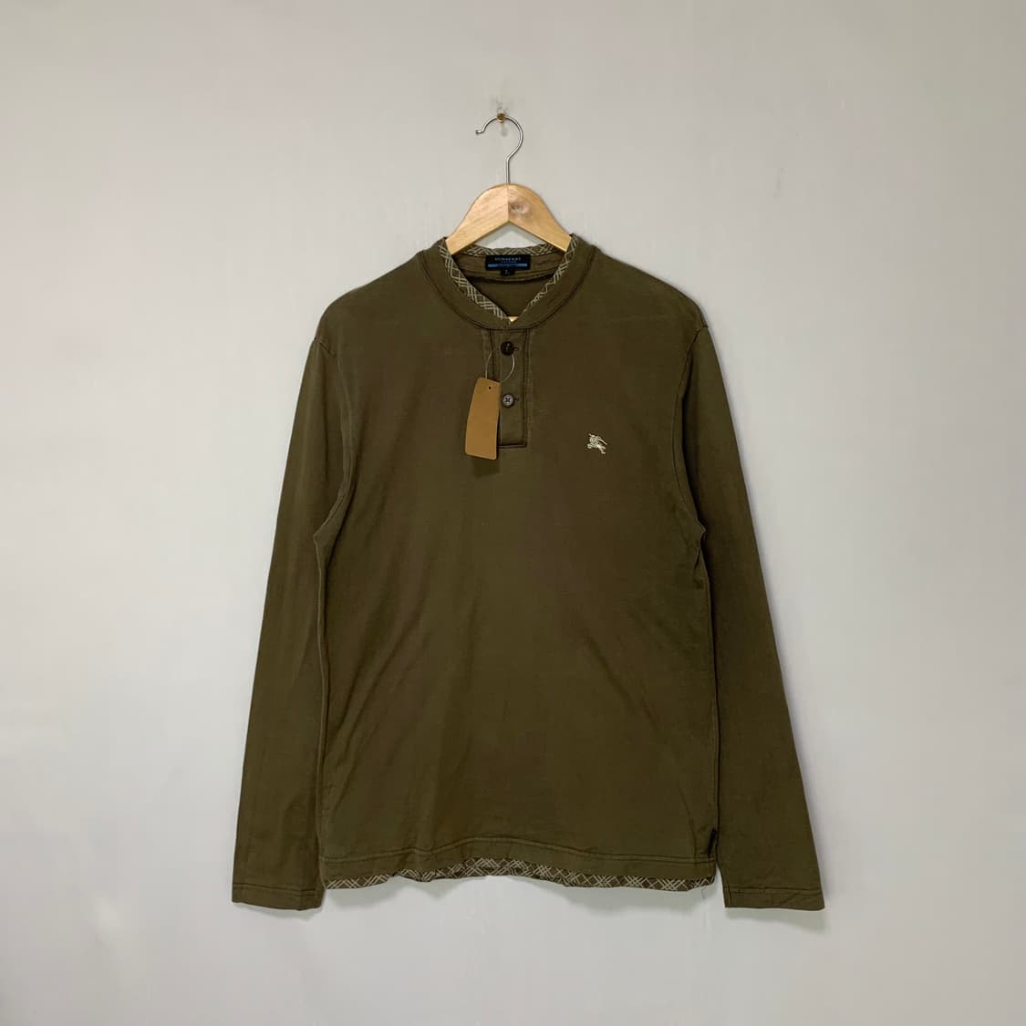 버버리 카키 브라운 긴팔 슬리브 티셔츠 L 빈티지 남녀공용 상품이미지1