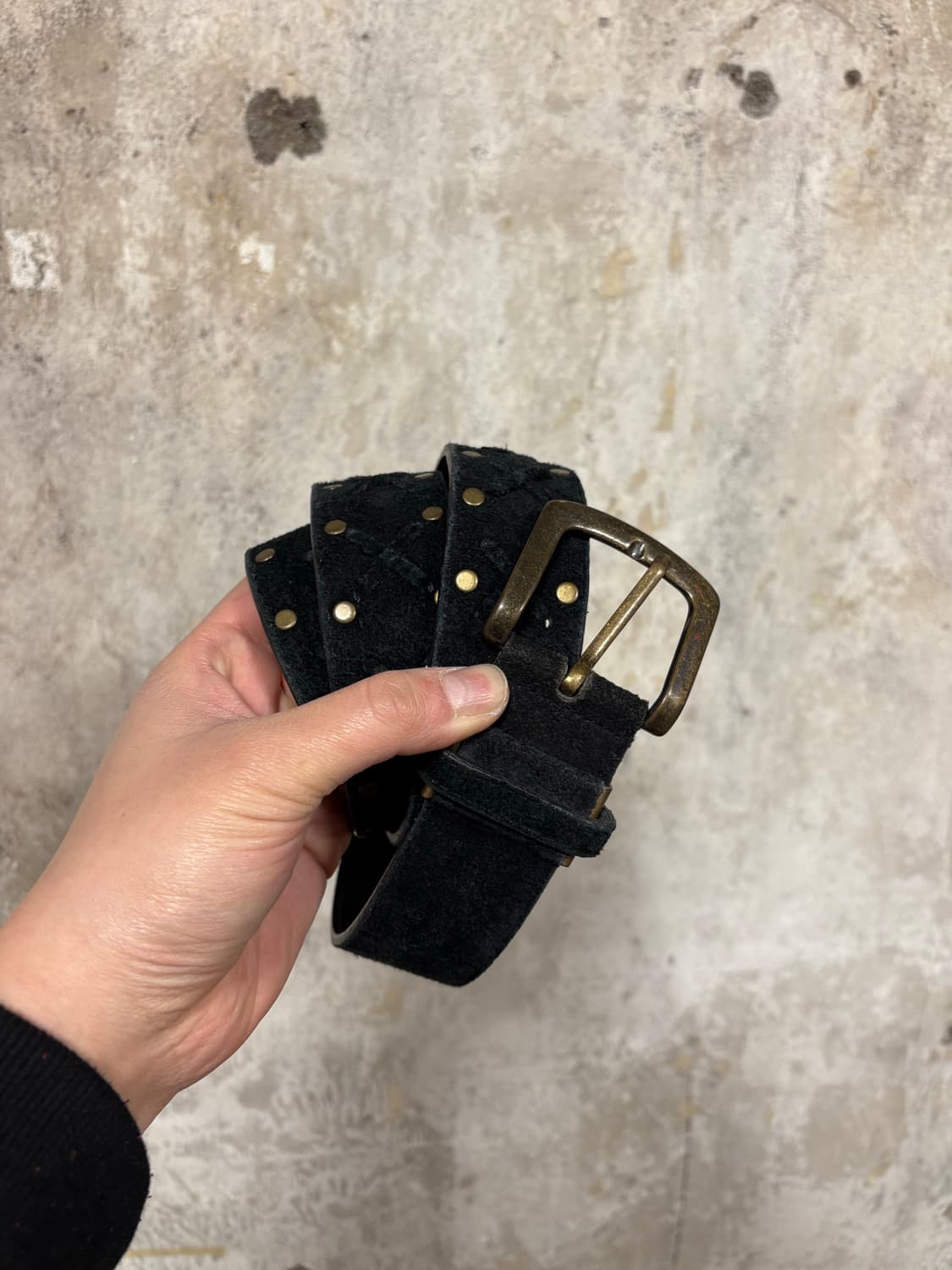 빈티지 블랙 스웨이드 스터드 벨트 상품이미지2