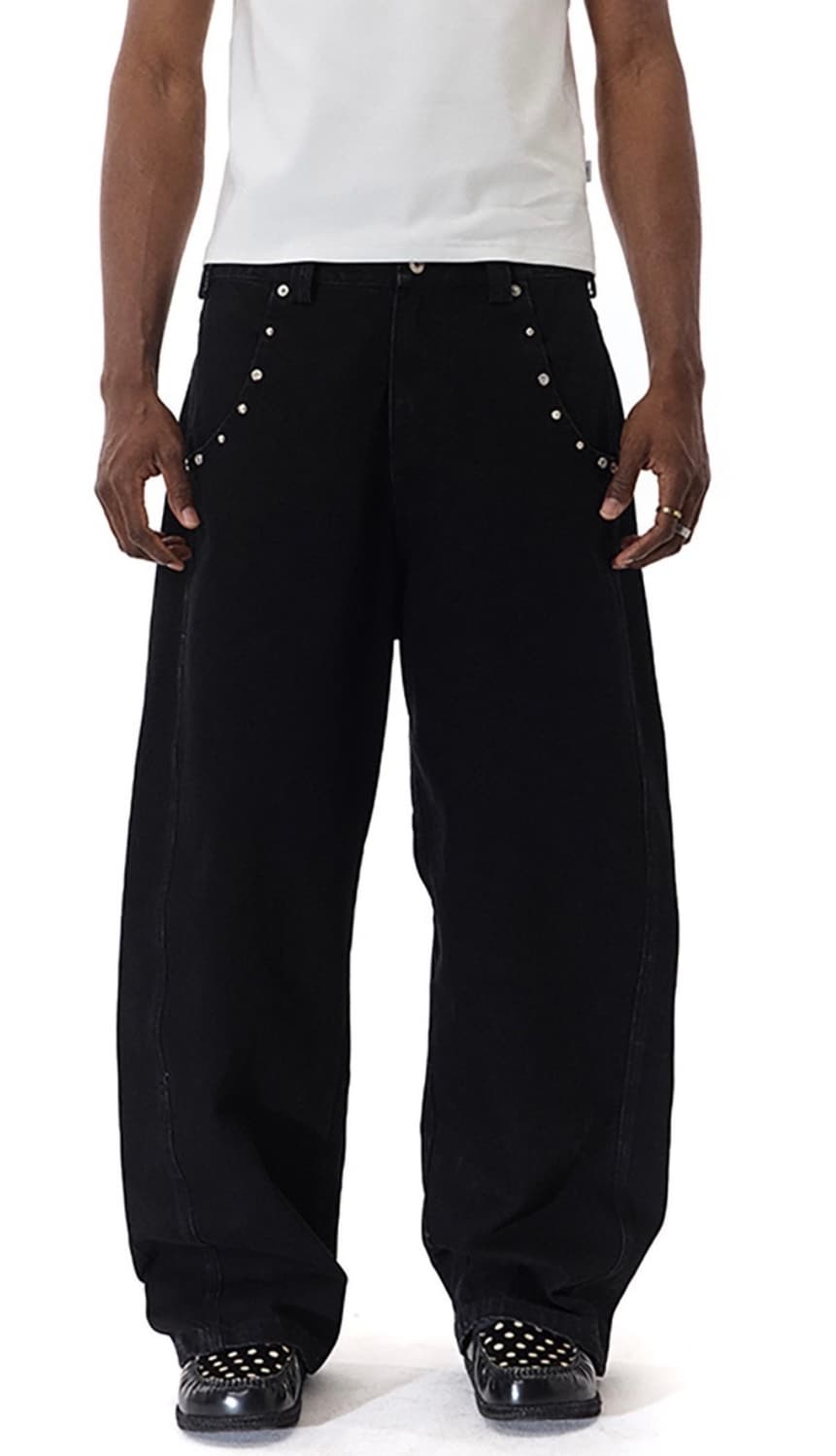 Circle cage studded Wide leg pants 상품이미지2