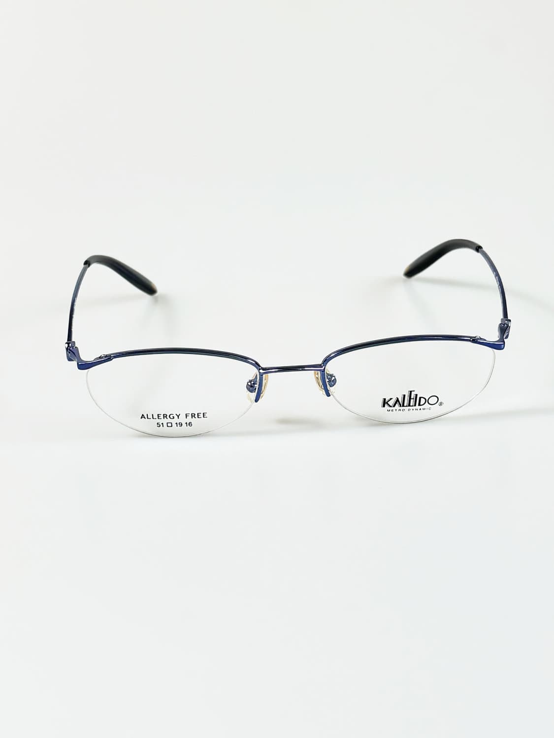 90s KALEIDO 블루 메탈 오벌 반무테 빈티지 안경 상품이미지2
