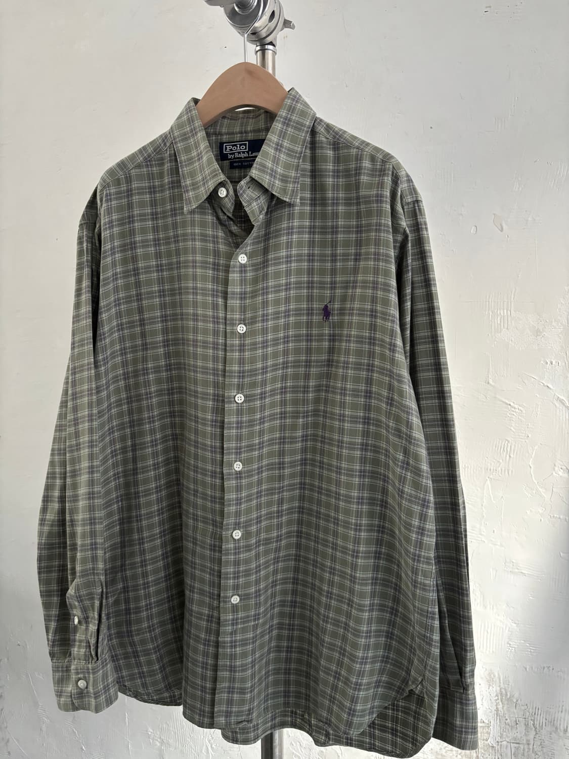 Polo 폴로 랄프로렌 그린퍼플 체크 코튼 셔츠 상품이미지5