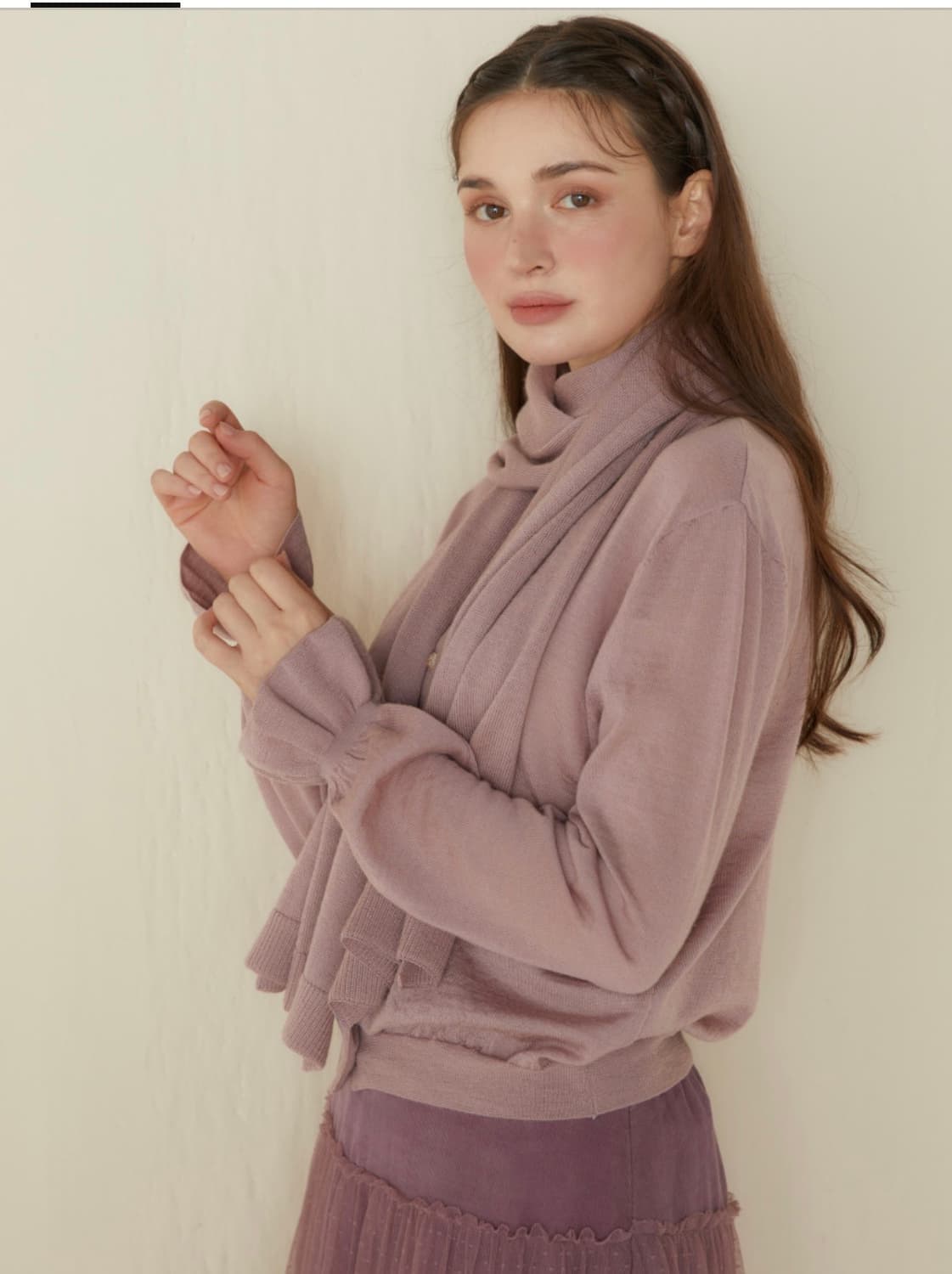 카티아조 블랙 레이블 럭셔리 울 머플러 빈티지핑크 새상품 상품이미지5