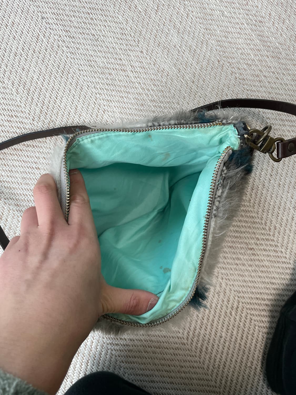 빈티지 퍼 패널 스트라이프 숄더 백  J03802 상품이미지6