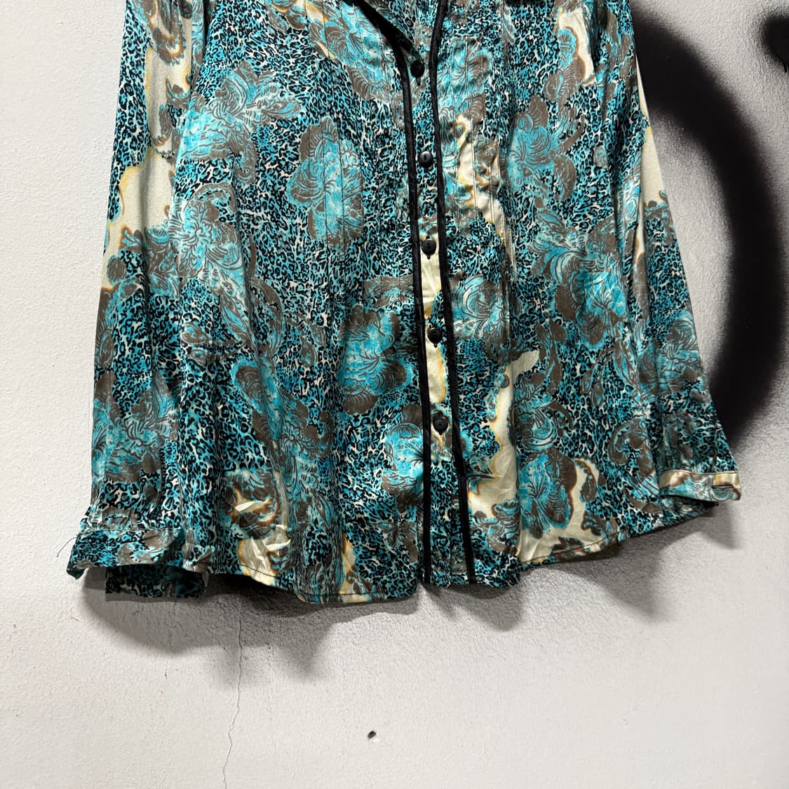 VTG 빈티지 100% 실크 레오파드 패턴 긴팔 셔츠 상품이미지4
