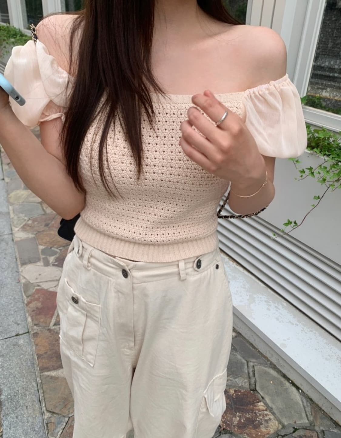 Verni 베르니 쉘리 쉬폰 니트 상품이미지3