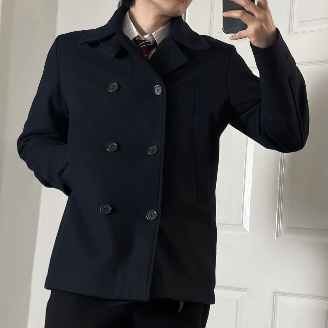 토미힐피거 하이넥 피코트 네이비 상품이미지1