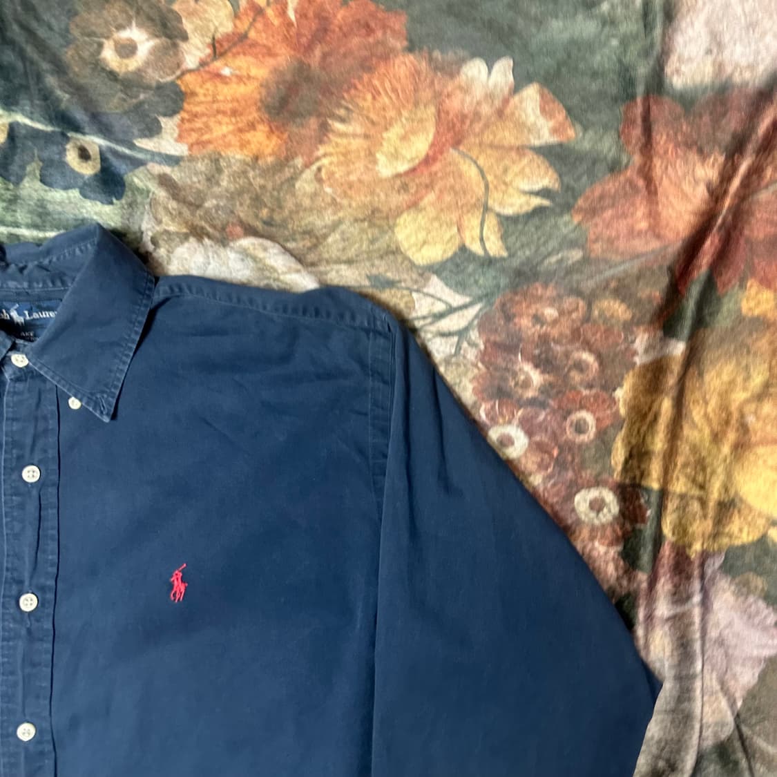 폴로 랄프로렌 빈티지 스몰 포니로고 네이비솔리드셔츠 L 상품이미지2