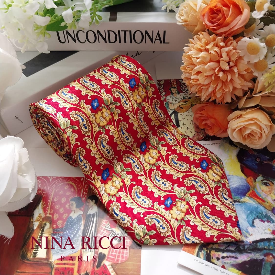 니나리치 레드 페이즐리 플라워 넥타이 9.9cm A+등급 K2338
 상품이미지2