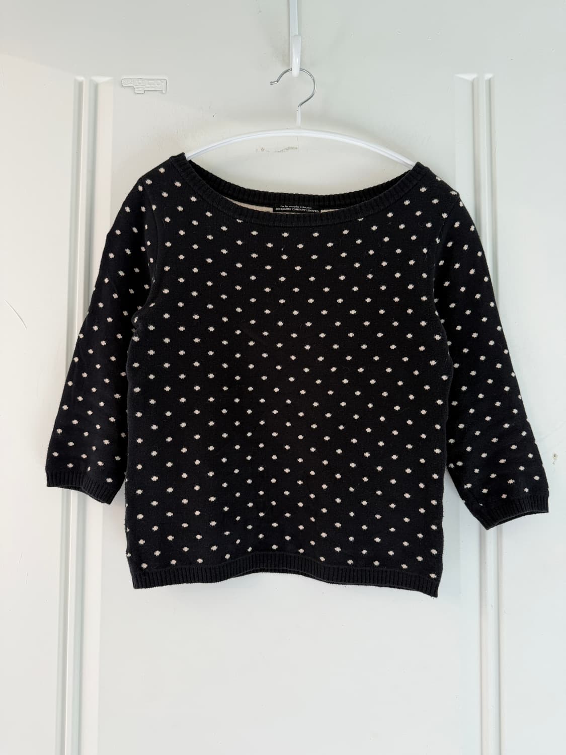 일본빈티지 도트 보트넥 니트 상품이미지5