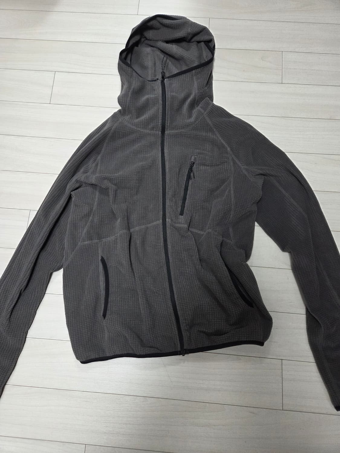 시티 레저 그리드 폴라 플리스 바라클라바 후디드 집업 [머드 그레이] 상품이미지1