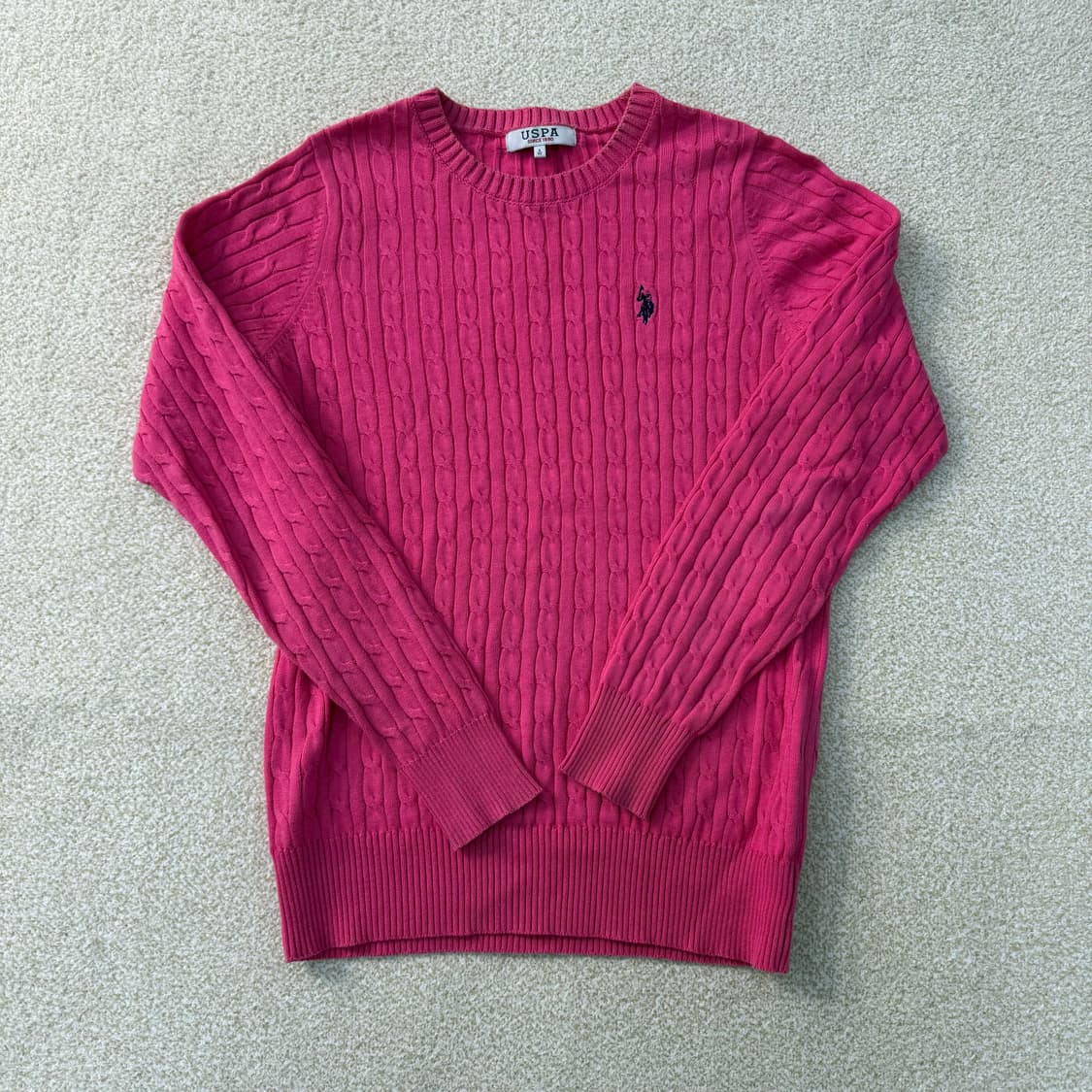[S] US폴로 여성 핑크 케이블 니트 1231T1 상품이미지1