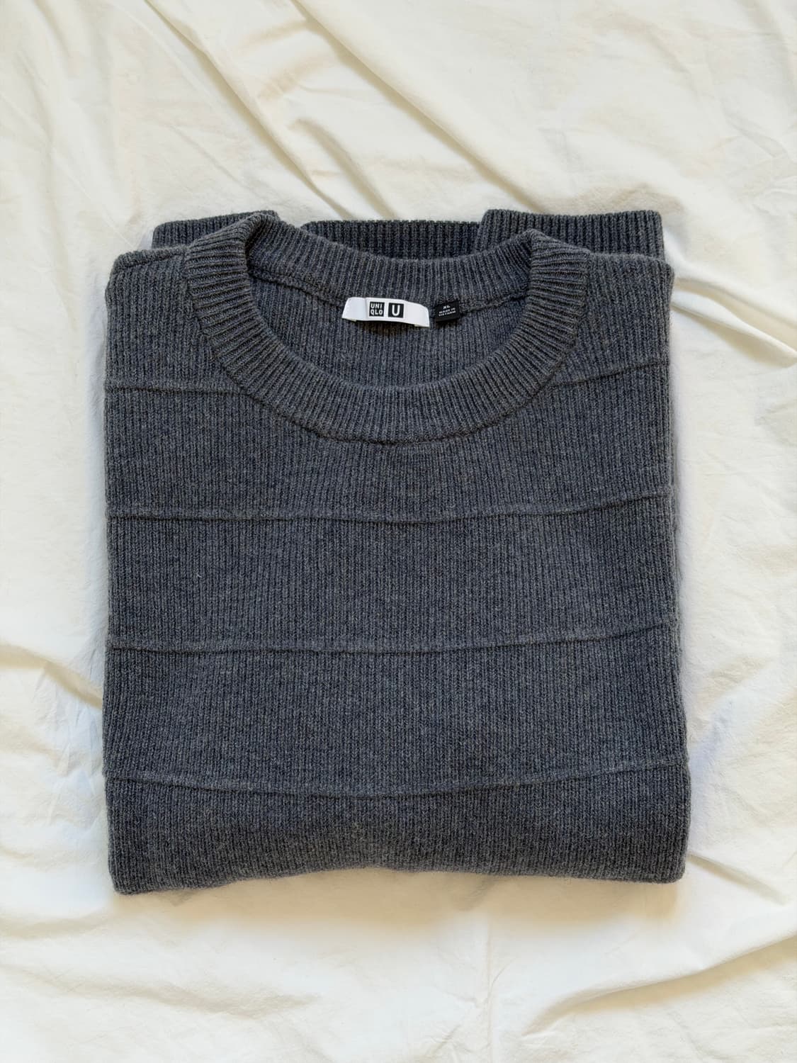 유니클로U 램스울 크루넥 스웨터 그레이 XL 상품이미지1
