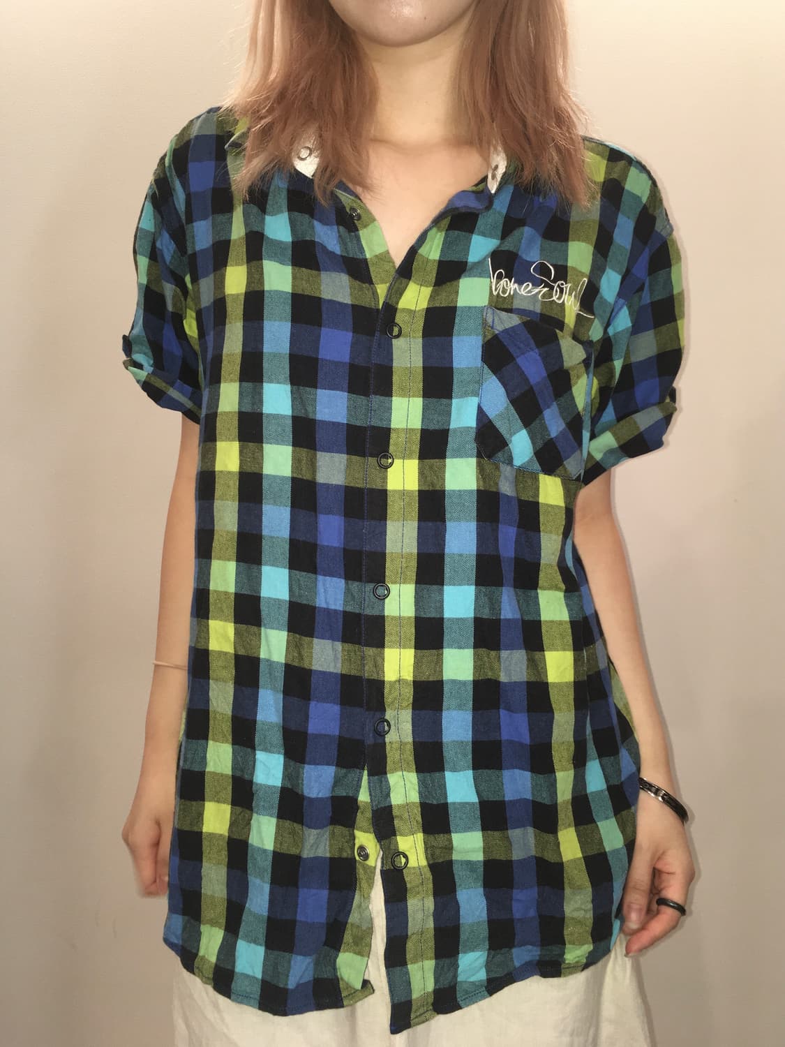jpn vintage y2k blue check shirts 상품이미지3