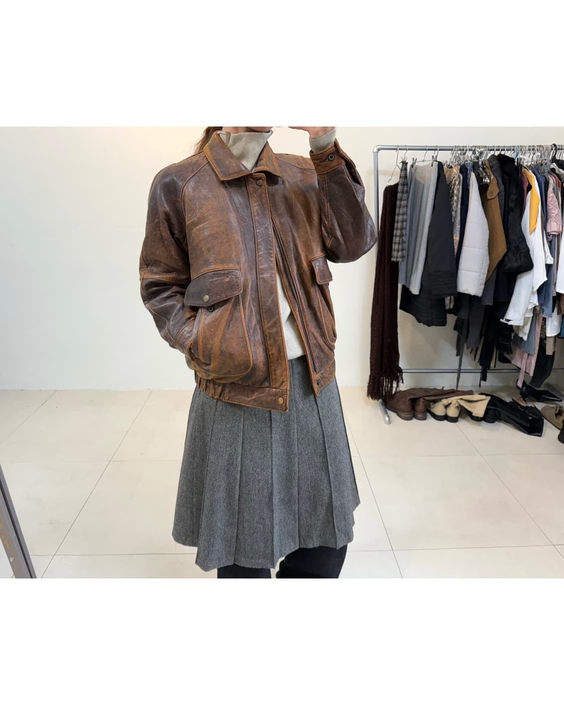 빈티지 양가죽 누빔 자켓 상품이미지1