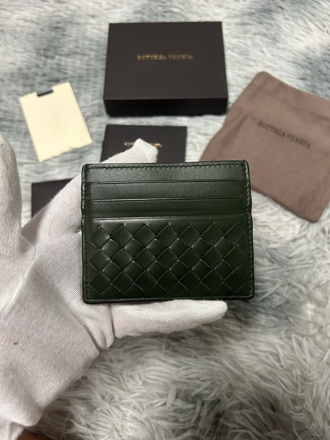[당일발송] 보테가베네타 인트레치아토 카드지갑 딥 그린 상품이미지1