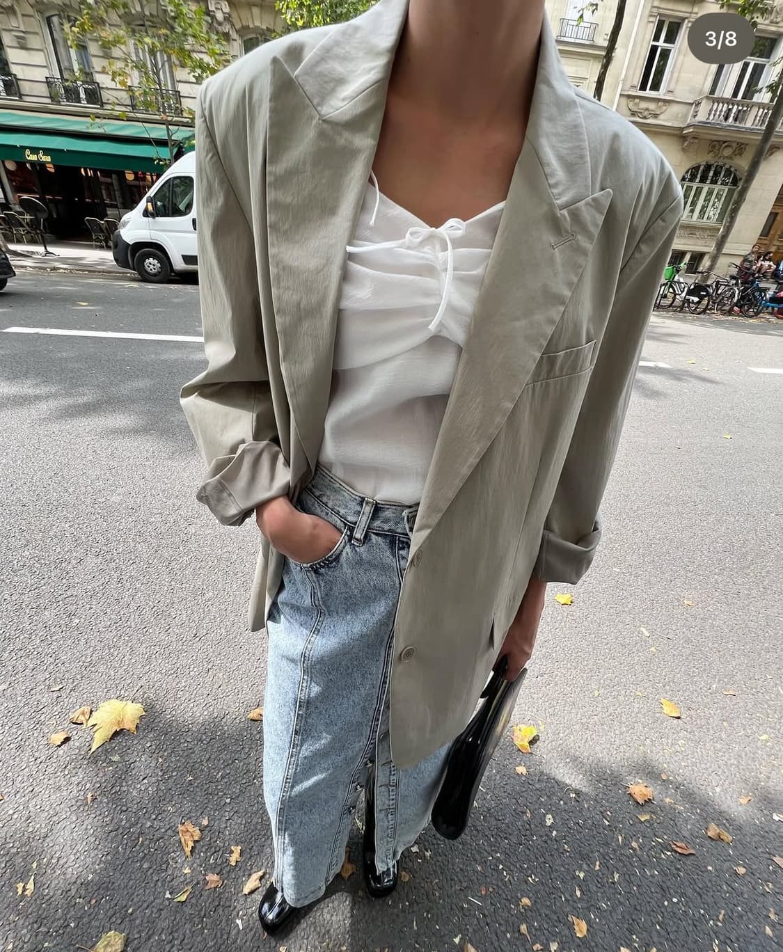 드래곤블루스 리본 포인티드 블라우스 - 심플리 화이트 상품이미지2